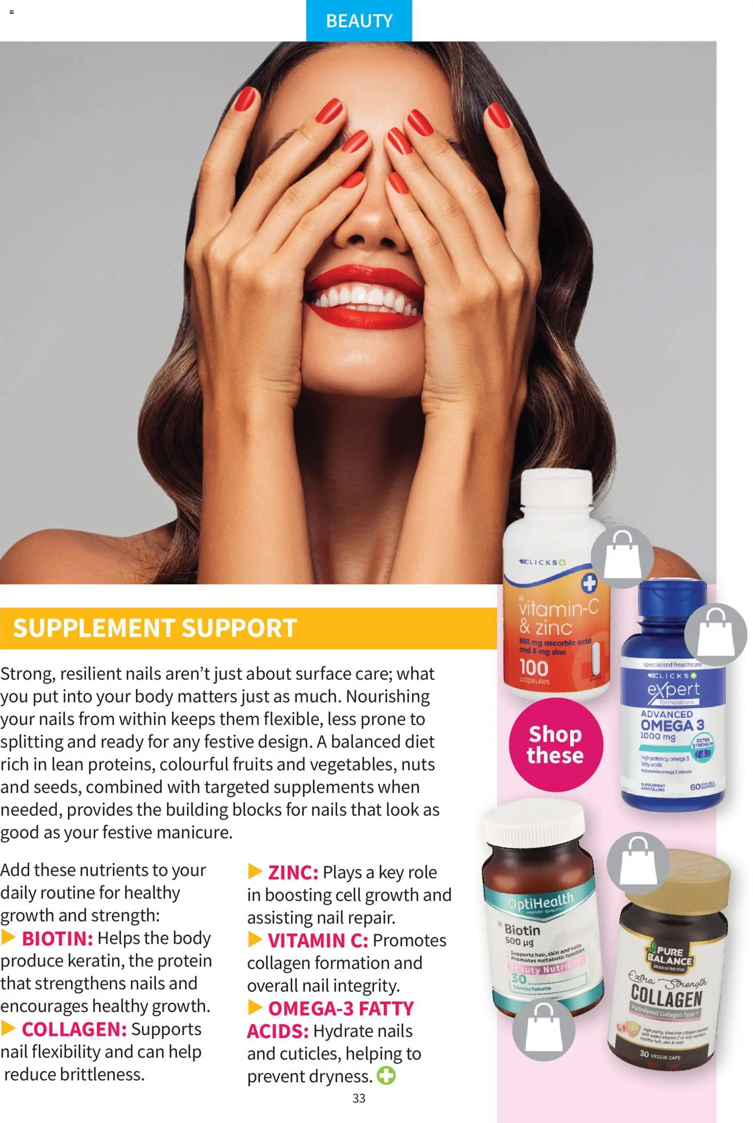 New Clicks catalogue – valid from 01.12.2025 | Page: 33 | Products: Detergente líquido, Nuts, Supplements