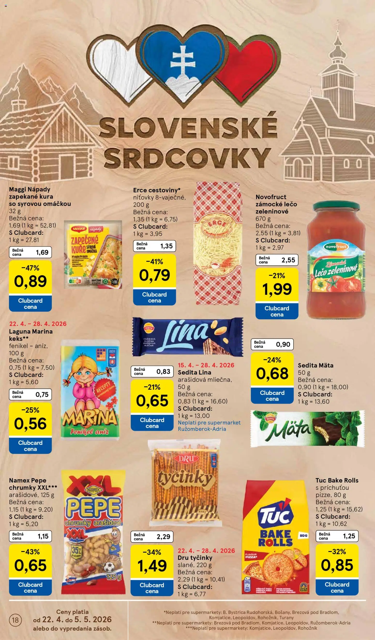 Nové Tesco akcie – leták je platný od 22.04.2026 | Strana: 18 | Produkty: Pizza
