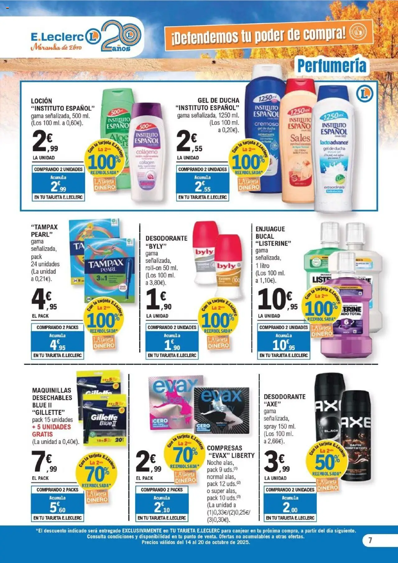 E.Leclerc folleto │ válido desde el 14.10.2025 | Página: 7 | Productos: Gel de ducha, Desodorante, Γλυφιτζούρι, Ducha