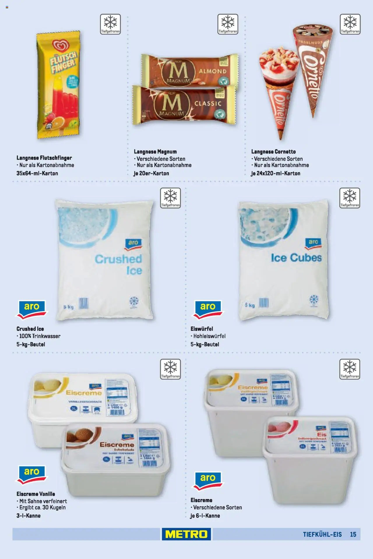 Metro Sortimentskatalog Vereine & Feste – gültig ab 01.06.2024 | Seite: 15 | Produkte: Schokolade, Eiscreme, Sahne
