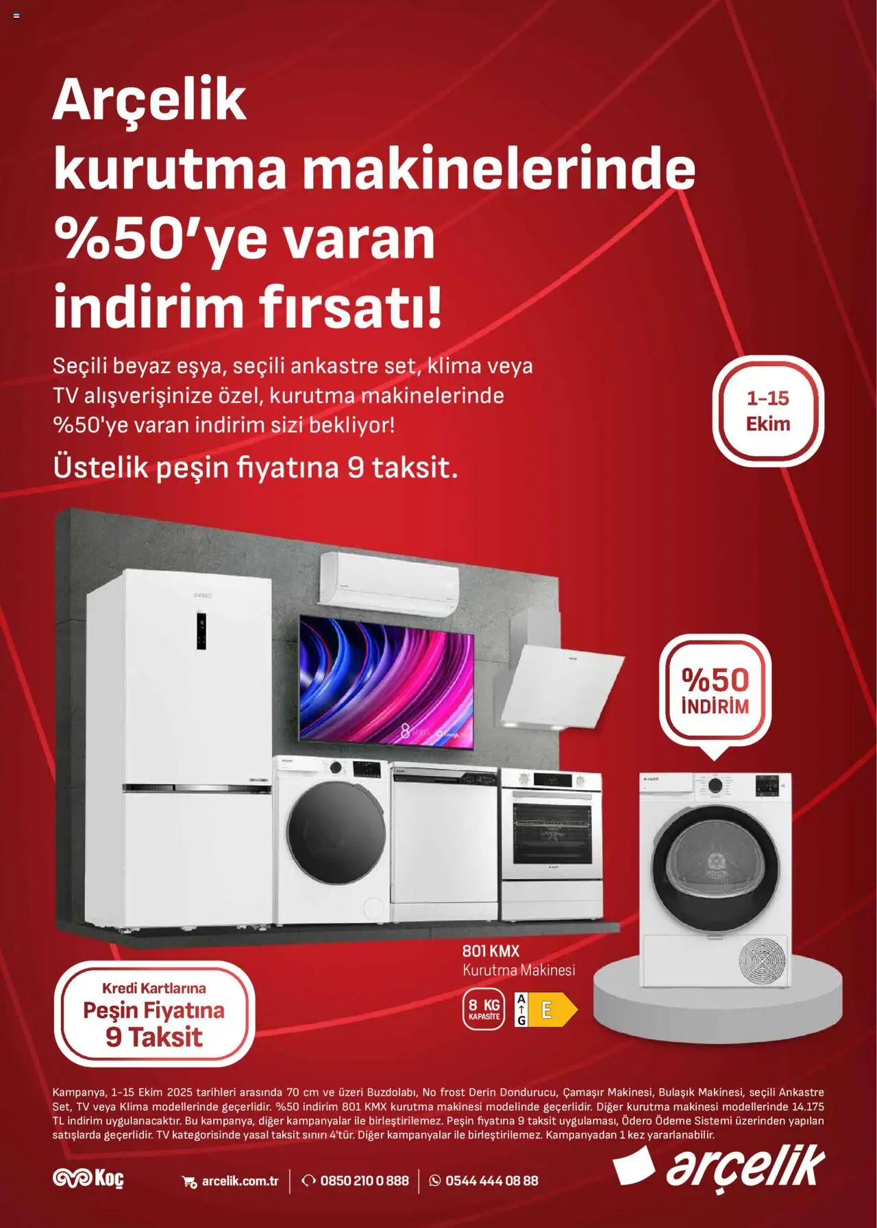 Arçelik Ankastre Kataloğu - 01.10.2025 tarihinden itibaren geçerlidir | Sayfa: 1 | Ürünler: Kurutma makinesi, TV, Klima
