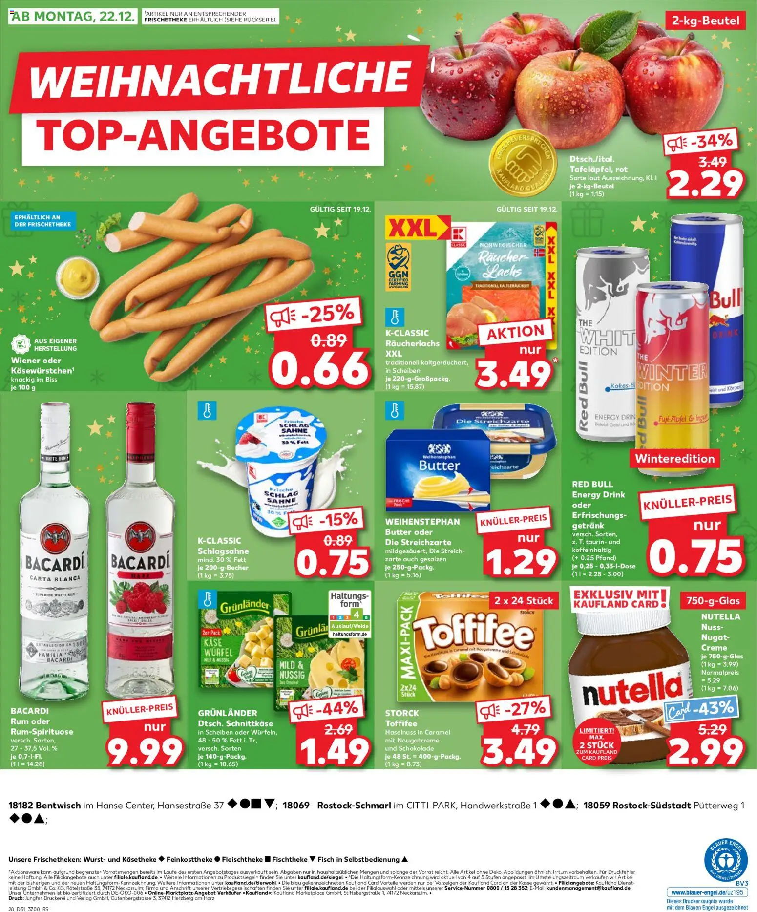 Kaufland prospekt Rostock	 – gültig ab 18.12.2025 | Seite: 28 | Produkte: Bacardi, Lachs, Wurst, Sahne