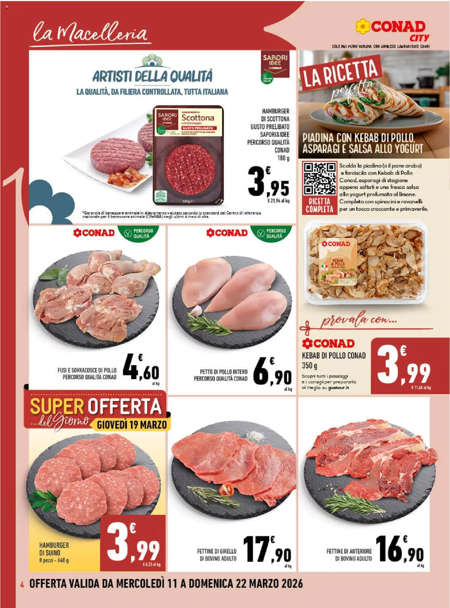 Volantino Conad del 11.03.2026 | Pagina: 4 | Prodotti: Bovino, Yogurt, Salsa, Girello