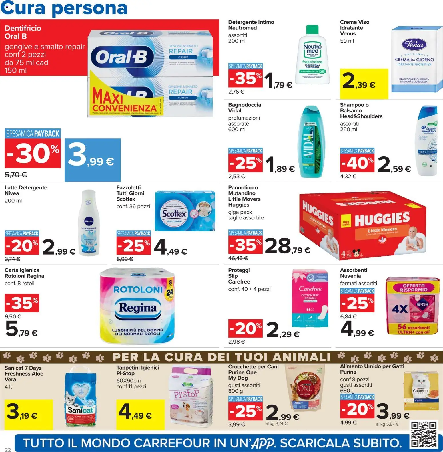 Volantino Carrefour del 07.04.2026 | Pagina: 22 | Prodotti: Shampoo, Detergente, Slip, Crocchette