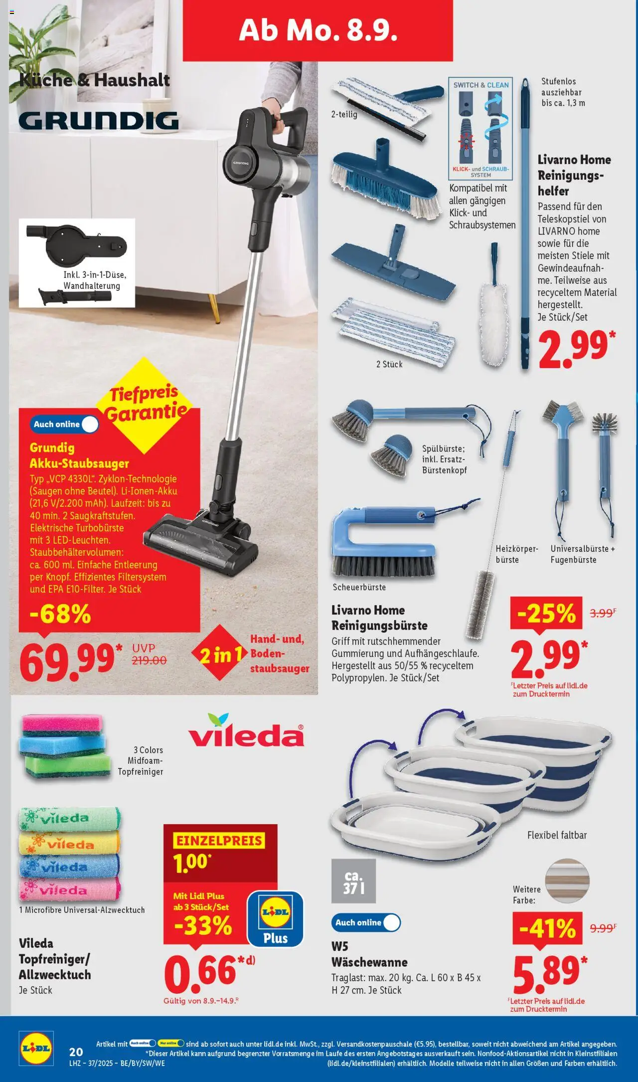Lidl Prospekt Gundelsheim	 - gültig ab dem 08.09.2025 | Seite: 14 | Produkte: Staubsauger, Heizkörper, Bürste
