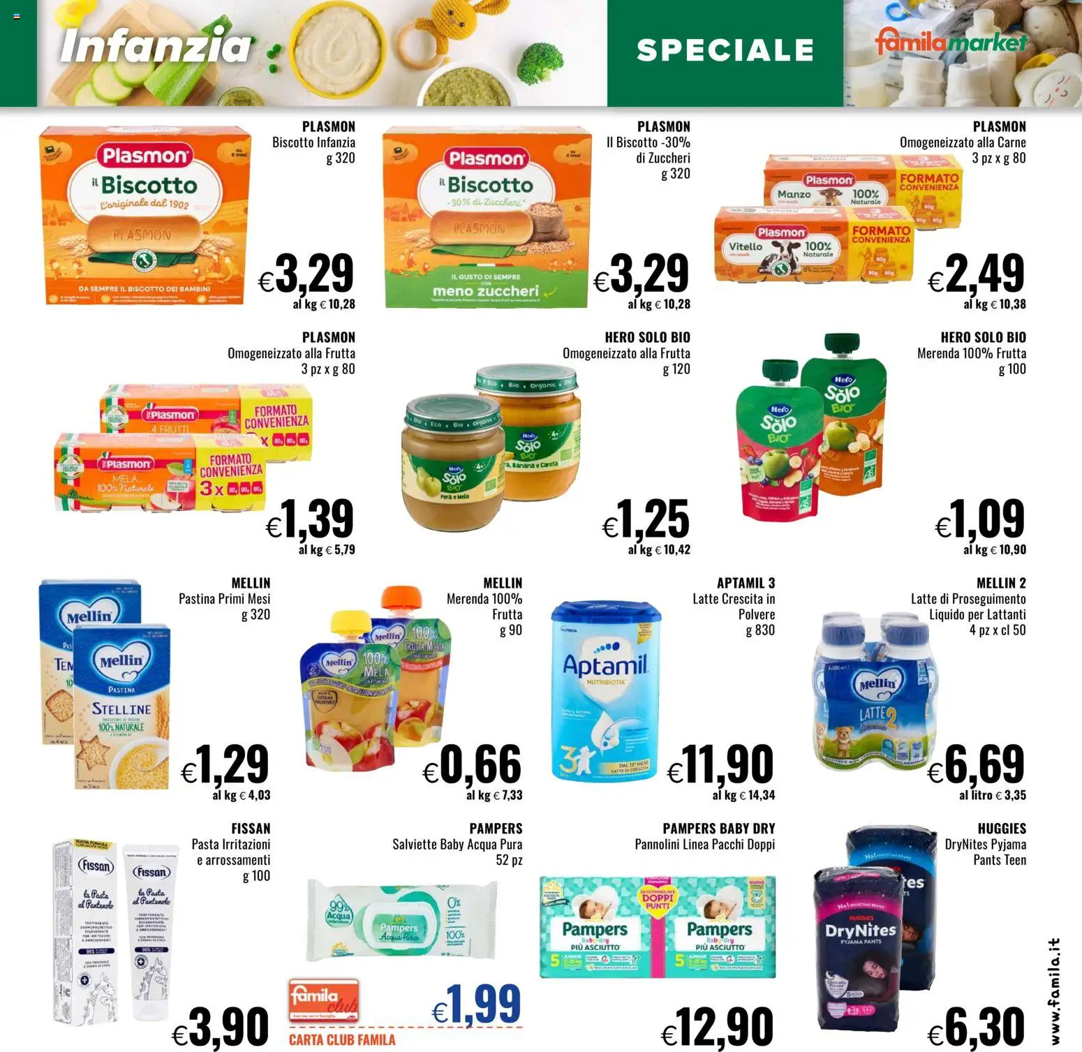 Volantino Famila del 30.10.2025 | Pagina: 19 | Prodotti: Acqua, Latte, Pera, Pampers