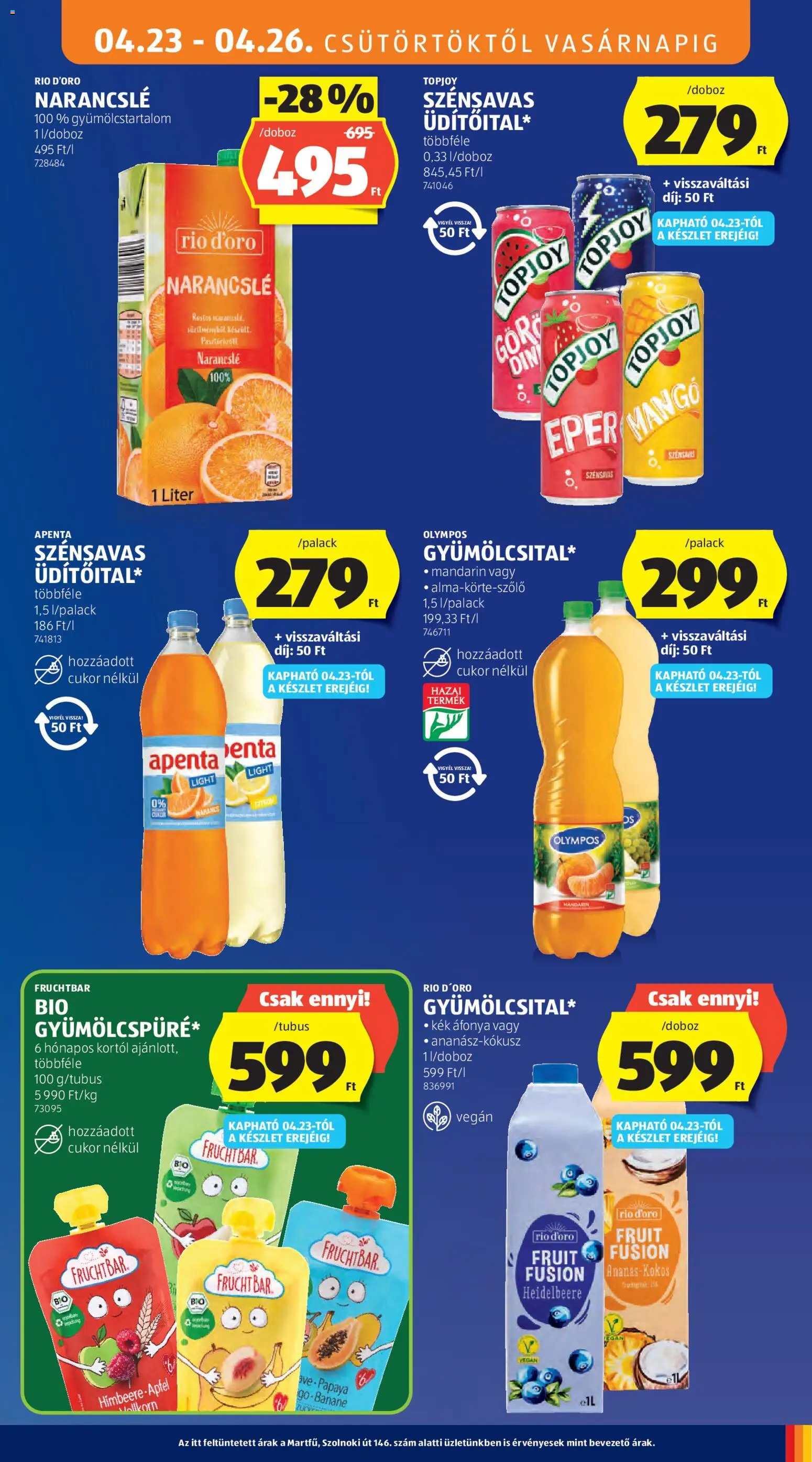 Aldi akciós ujság - amely érvényes a következő dátumtól: 23.04.2026 | Oldal: 13 | Termékek: Vegán, Narancslé, Cukor, Mangó