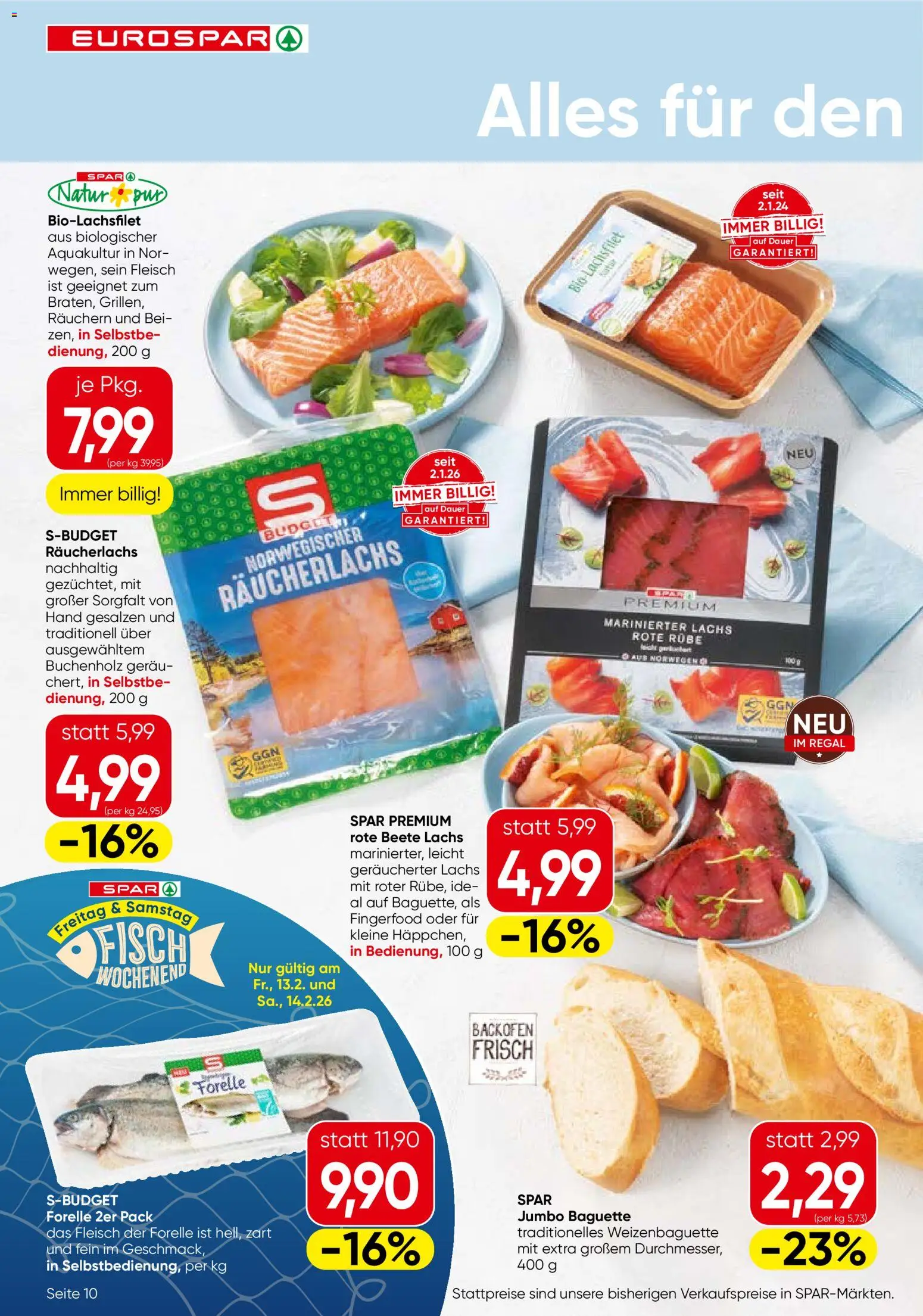 Eurospar Flugblatt - Salzburg gültig ab 12.02.2026 | Seite: 10 | Produkte: Rote Beete, Jääkaappipakastin, Regal, Fisch