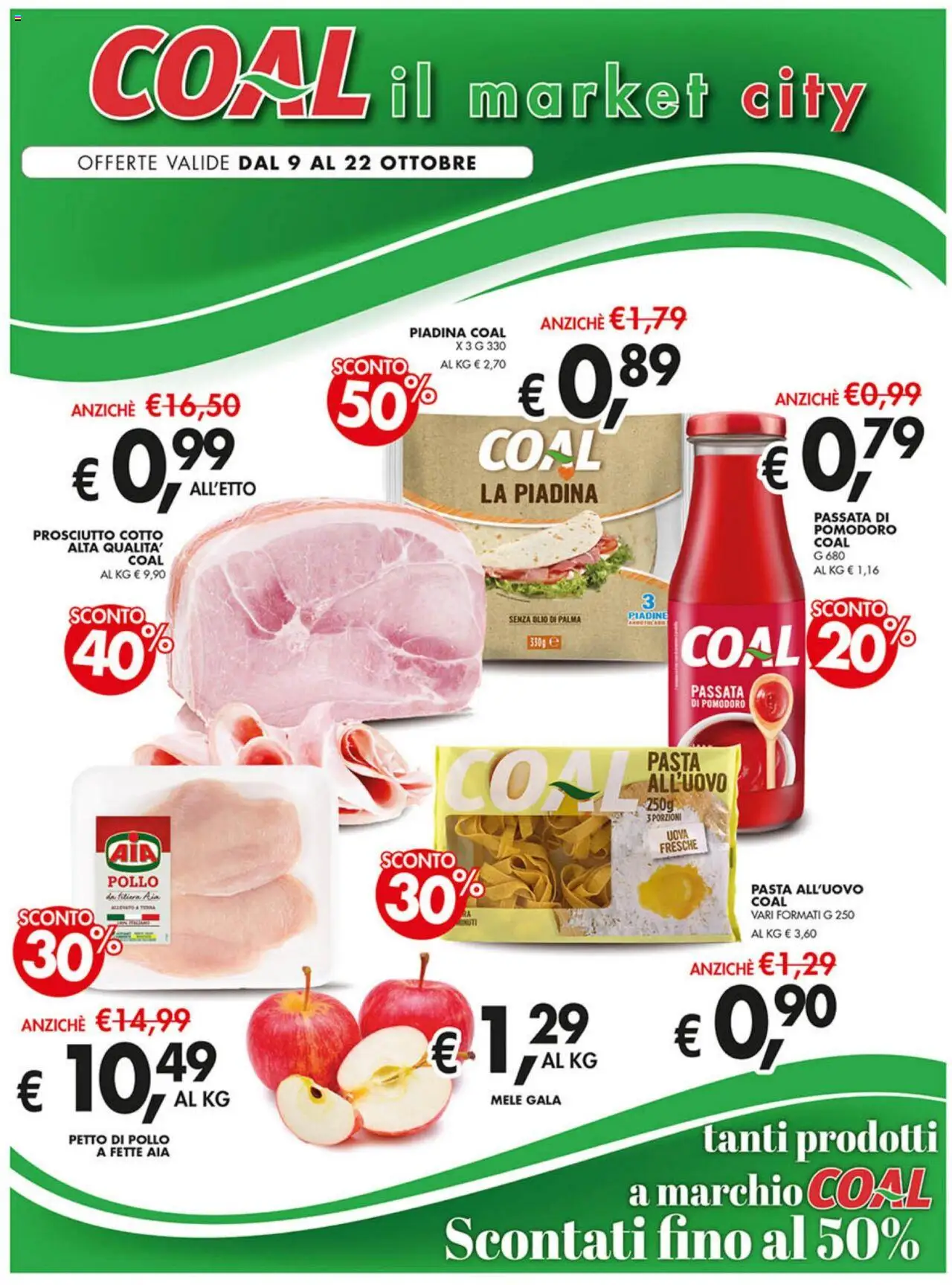 Volantino Coal del 09.10.2025 | Pagina: 1 | Prodotti: Petto di Pollo, Uova, Pomodoro, Terra