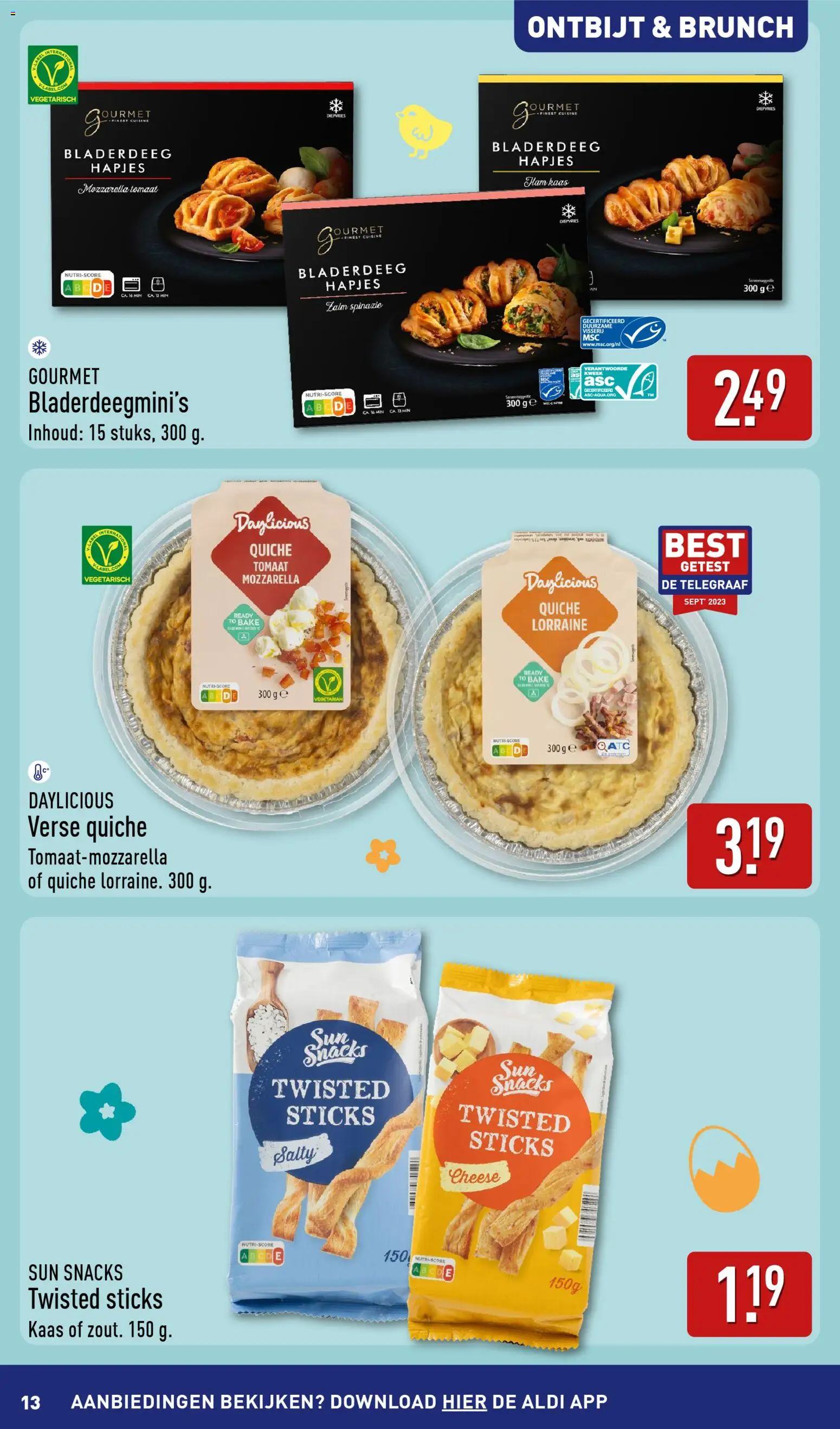 {H1} | Pagina: 13 | Producten: Snacks, Spinazie, Ham, Mozzarella