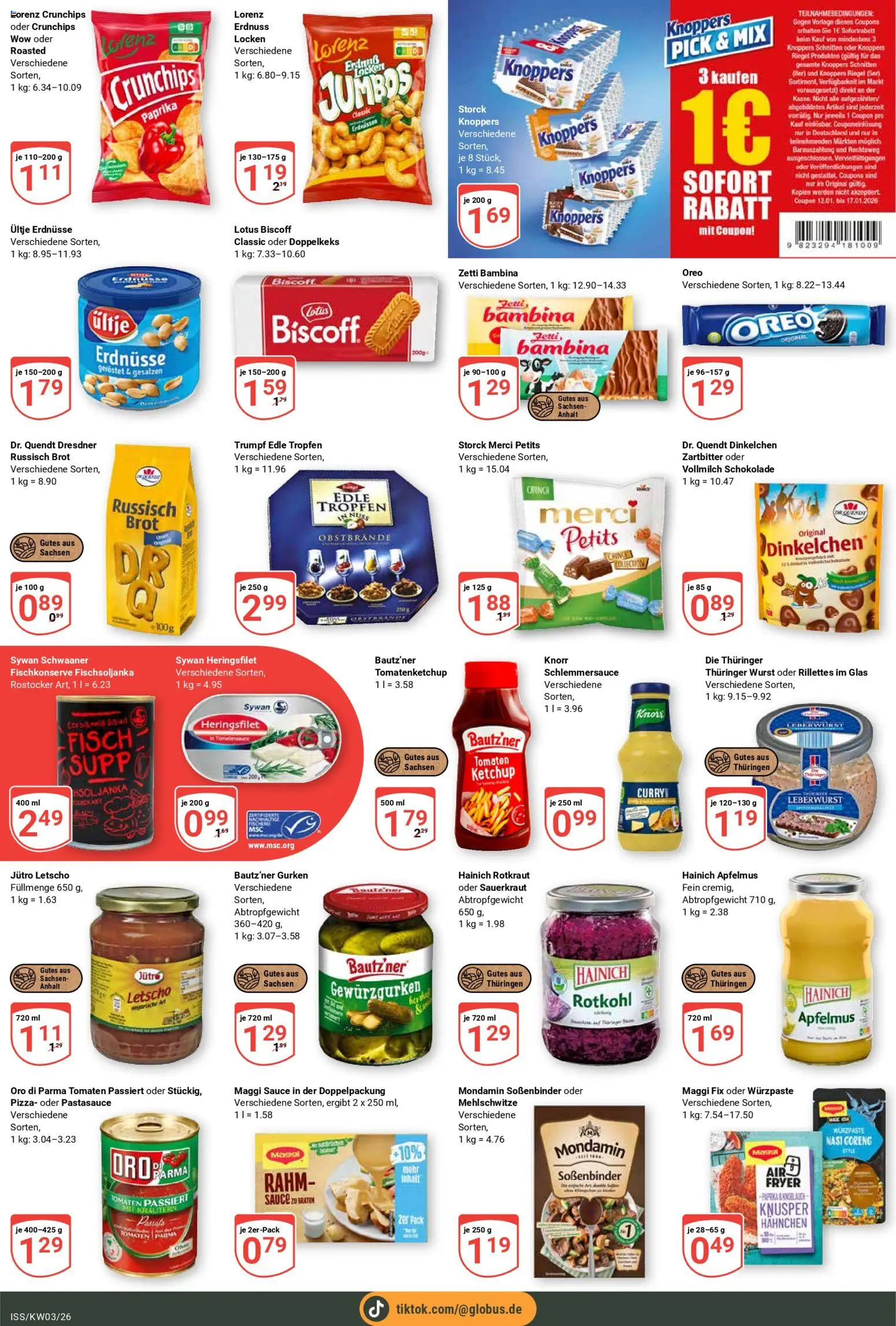 Globus Prospekt 	 – gültig ab 12.01.2026 | Seite: 3 | Produkte: Merci, Hahnchen, Erdnüsse, Tomaten