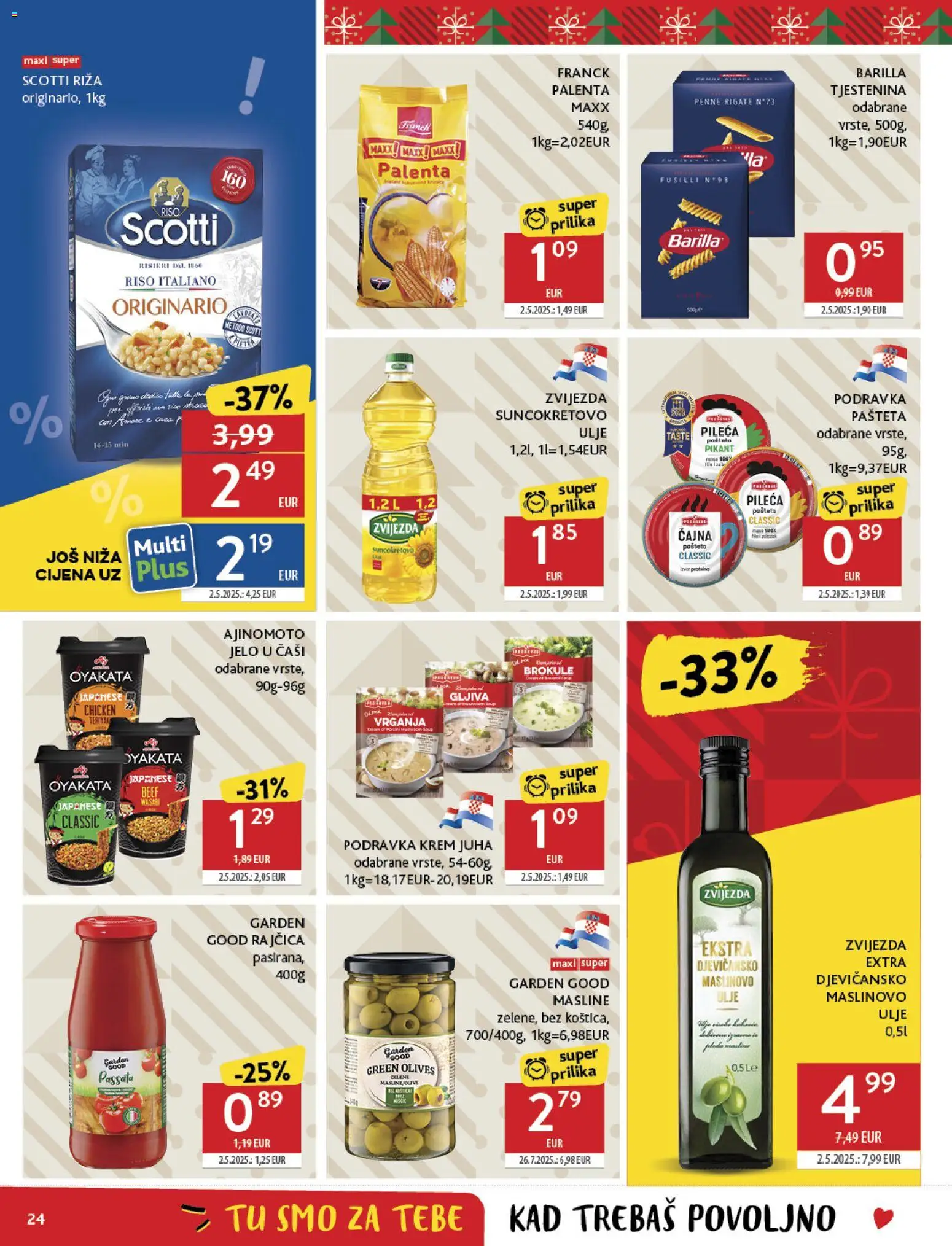 Konzum katalog | vrijedi od 26.11.2025 | Stranica: 24 | Proizvodi: Maslinovo ulje, Tjestenina, Rajčica, Barilla