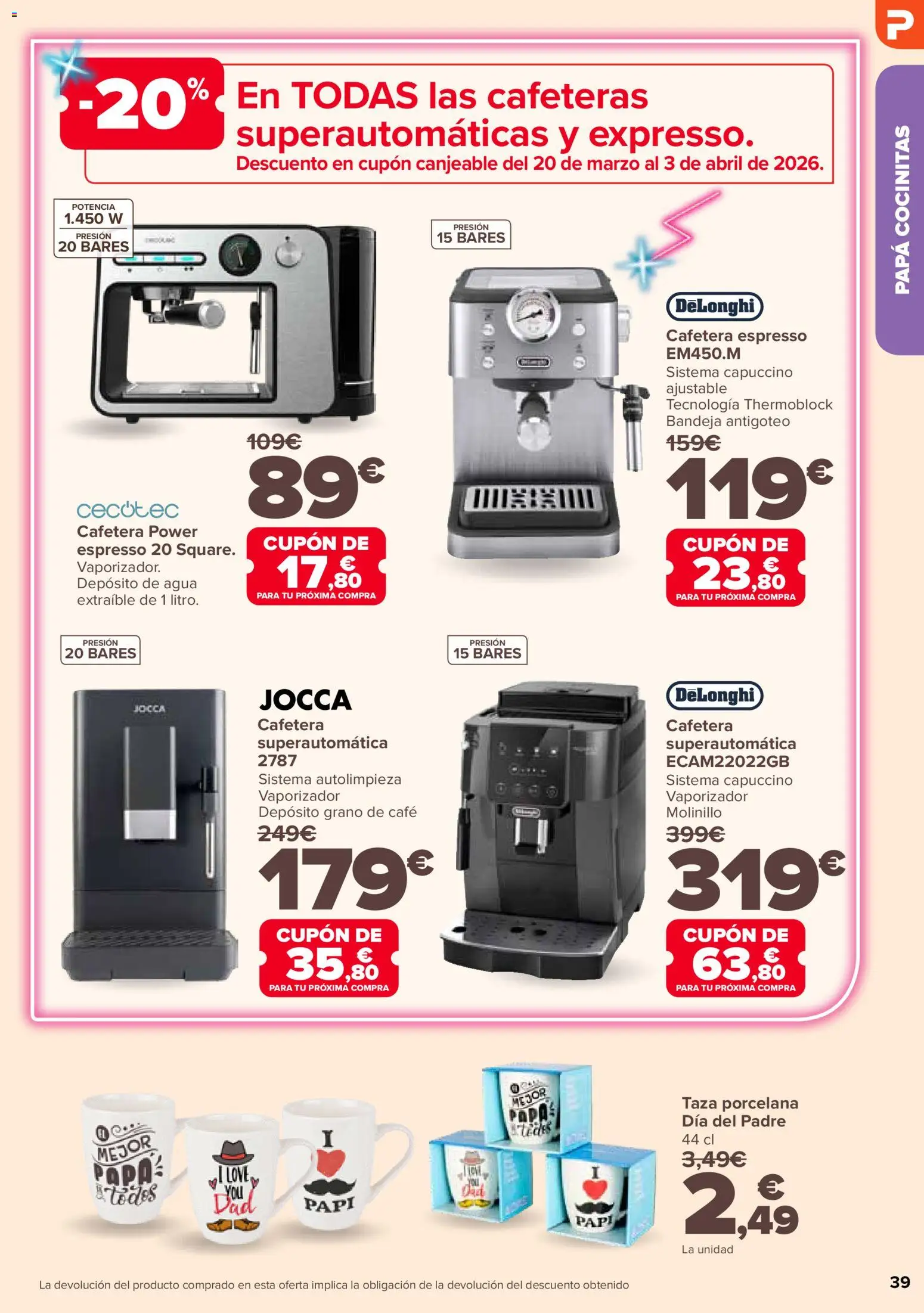 Carrefour folleto Dia del Padre │ válido desde el 04.03.2026 | Página: 39 | Productos: Café, Cafetera, Bandeja