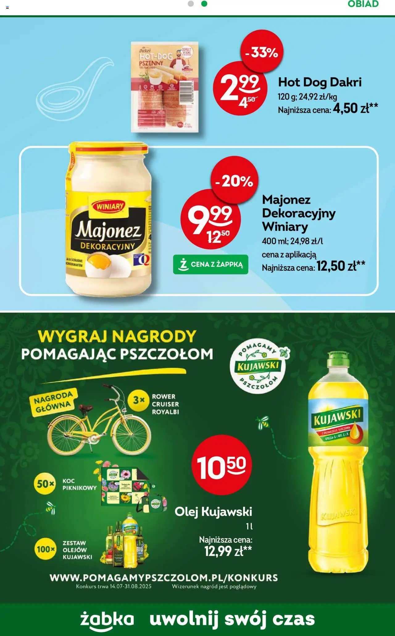 Żabka Gazetka - To się opłaca od 13.08.2025 | Strona: 13 | Produkty: Rower, Majonez winiary, Olej kujawski, Olej
