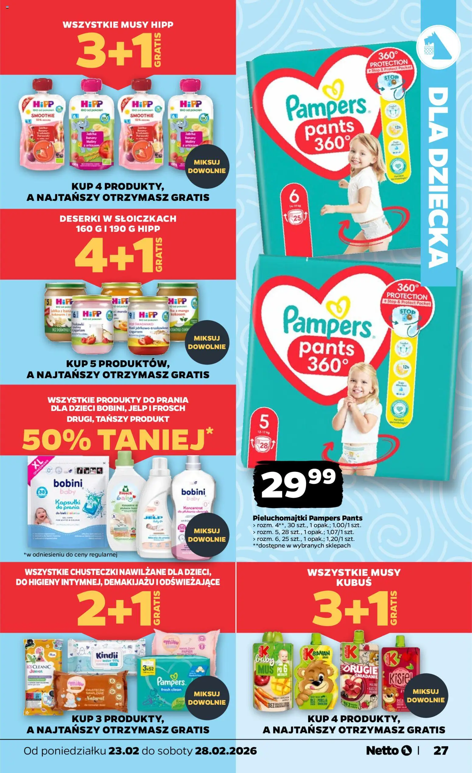 Netto gazetka - Spożywcza od 23.02.2026 | Strona: 27 | Produkty: Smoothie, Pampers, Pieluchomajtki, Jabłka