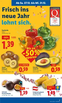 Lidl Flugblatt ab 27.12.2025 gültig | Seite: 5 | Produkte: Kiwi, Avocado, Gemüse, Obst
