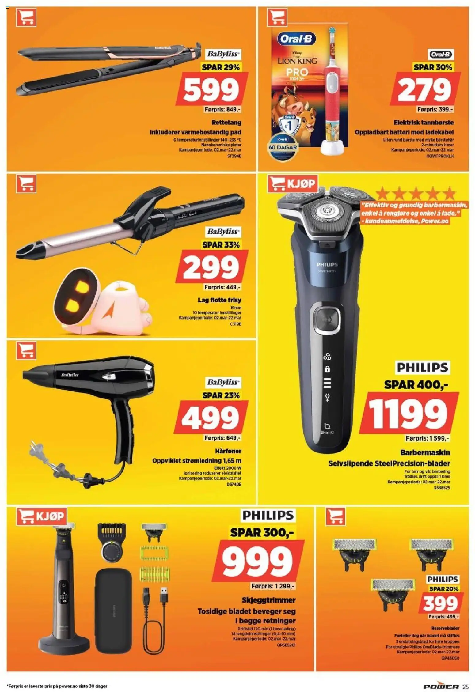 {H1} | Side: 25 | Produkter: Barbermaskin, Hårføner, Rettetang, Batteri