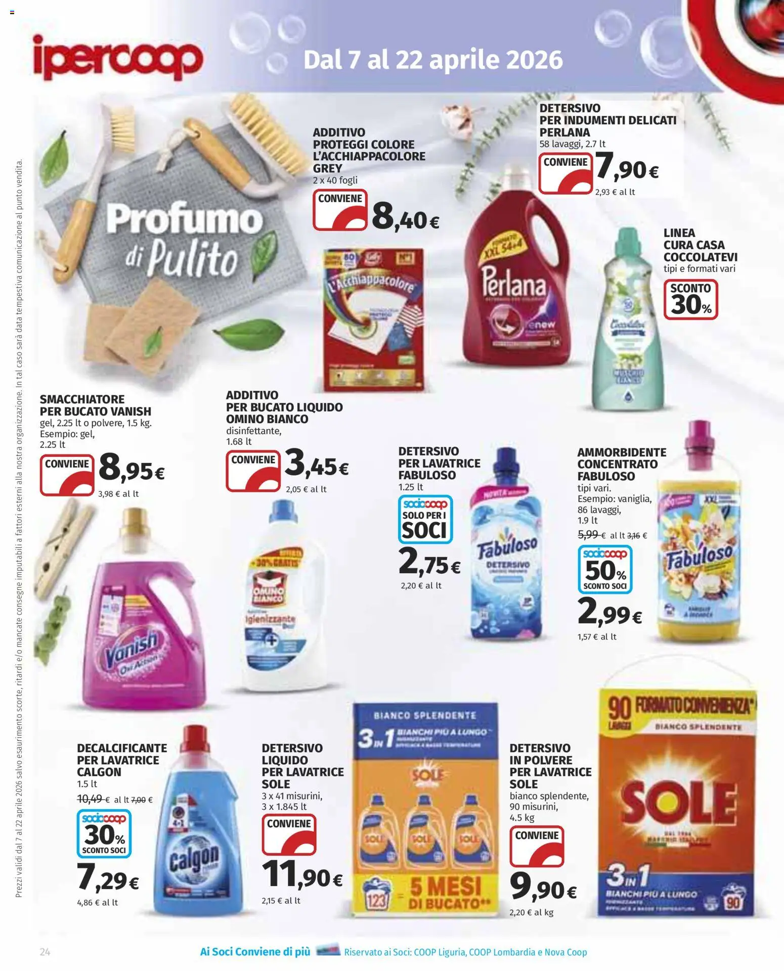 Volantino Ipercoop del 07.04.2026 | Pagina: 24 | Prodotti: Ammorbidente, Smacchiatore, Lavatrice, Profumo