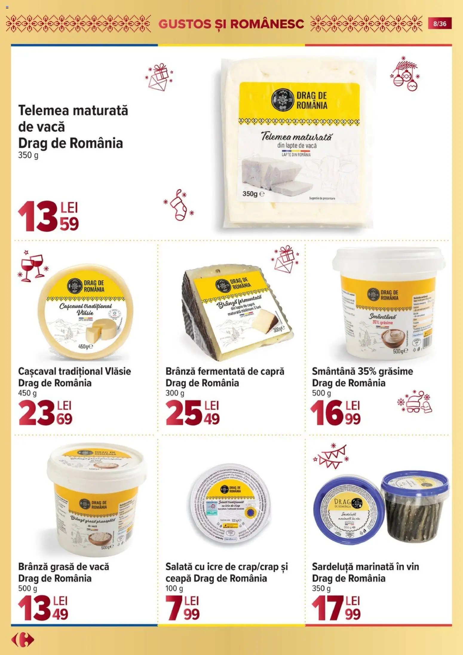 Noul catalog Carrefour – valabil de la 19.11.2025 | Pagină: 8 | Produse: Cașcaval, Brânză, Smântână, Salată cu icre