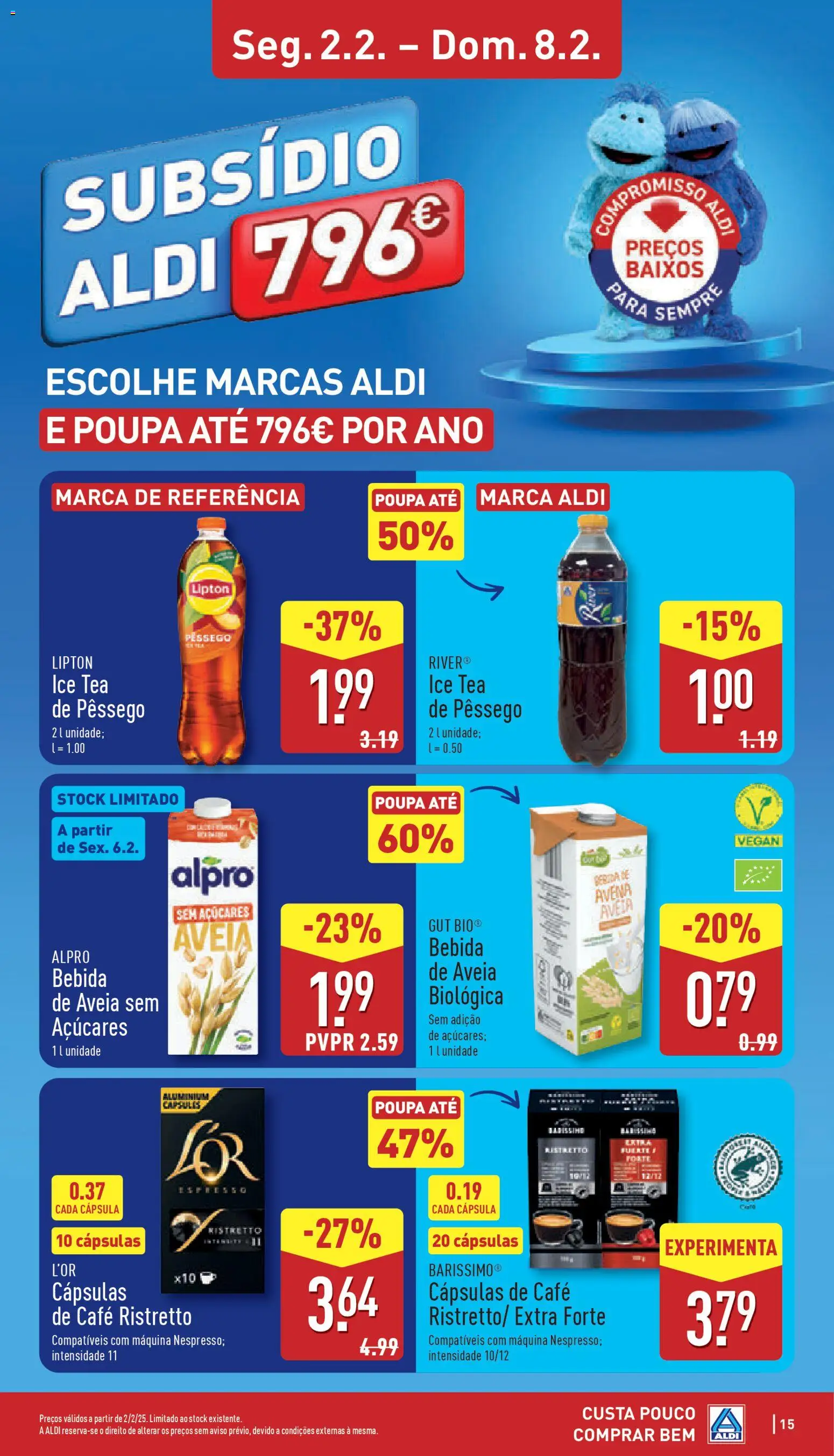 Aldi folheto │ válido de 02.02.2026 | Página: 15 | Produtos: Aveia, Café, Bebida