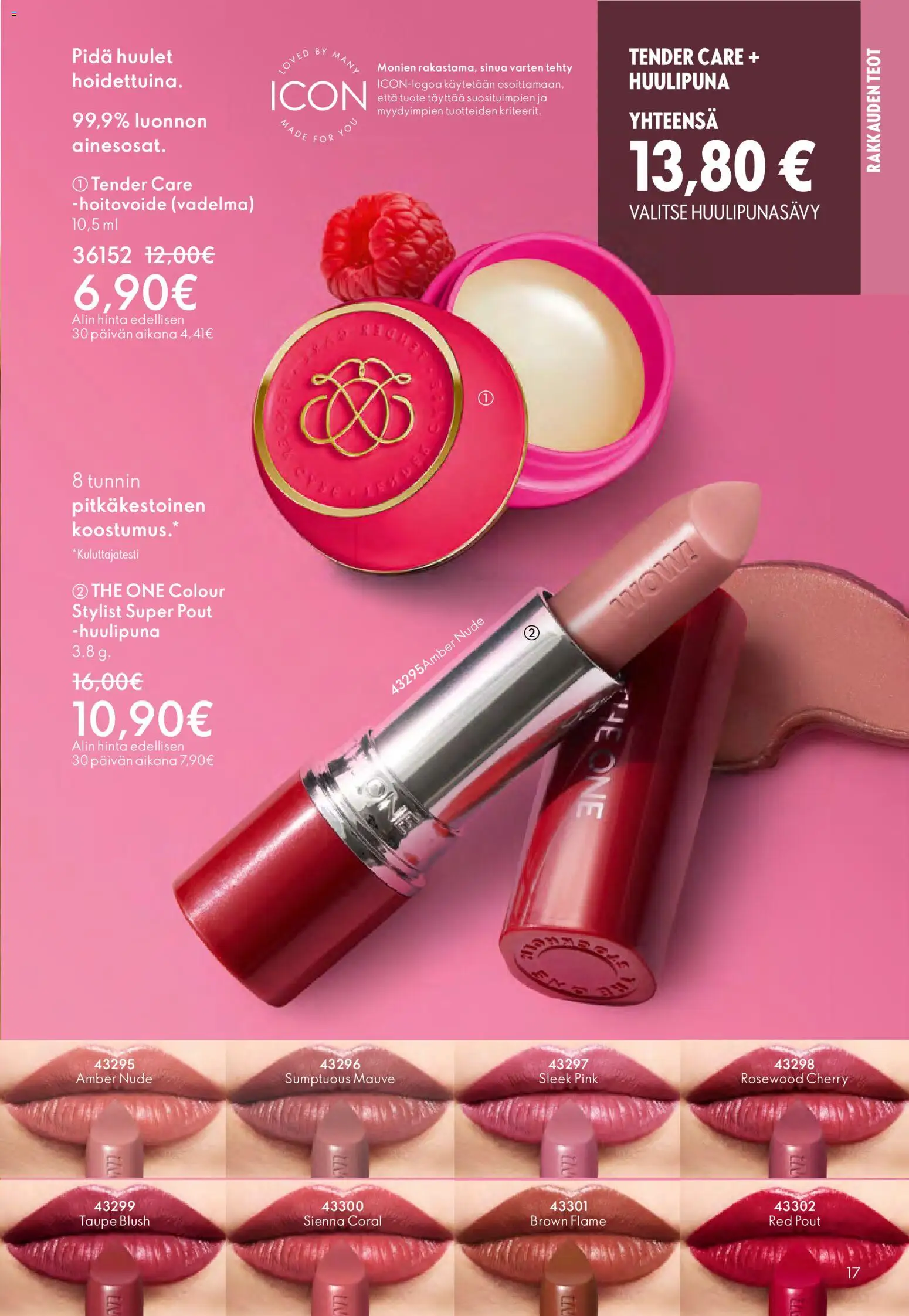 Oriflame - Esite 02 – voimassa 28.01.2026 alkaen | Sivu: 17 | Tuotteet: Vadelma, Huulipuna