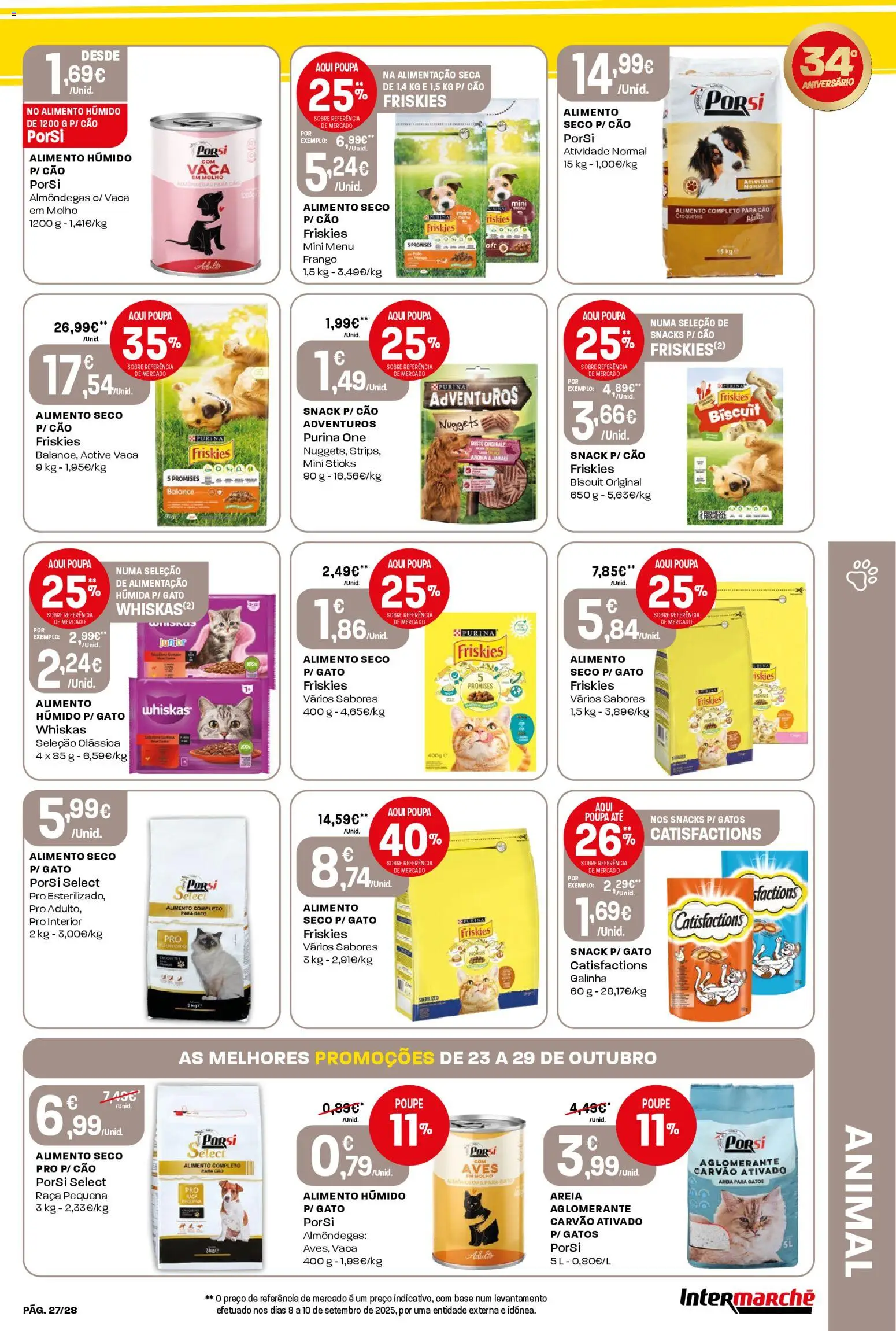 Intermarché Folheto Contact │ válido de 23.10.2025 | Página: 27 | Produtos: Purina one, Areia, Base, Nuggets