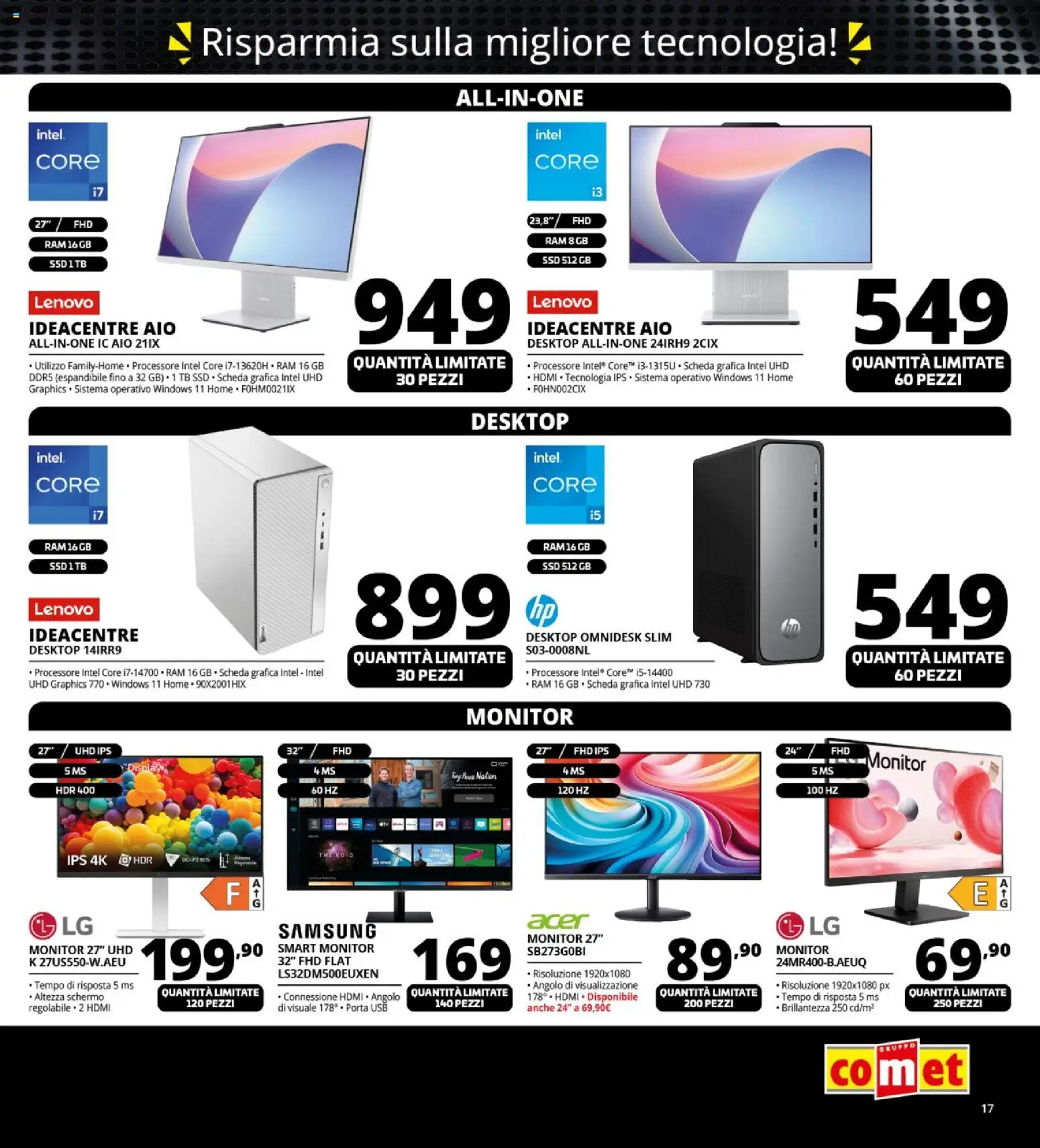 Volantino Comet del 13.11.2025 | Pagina: 17 | Prodotti: Schermo, Monitor, USB, Samsung