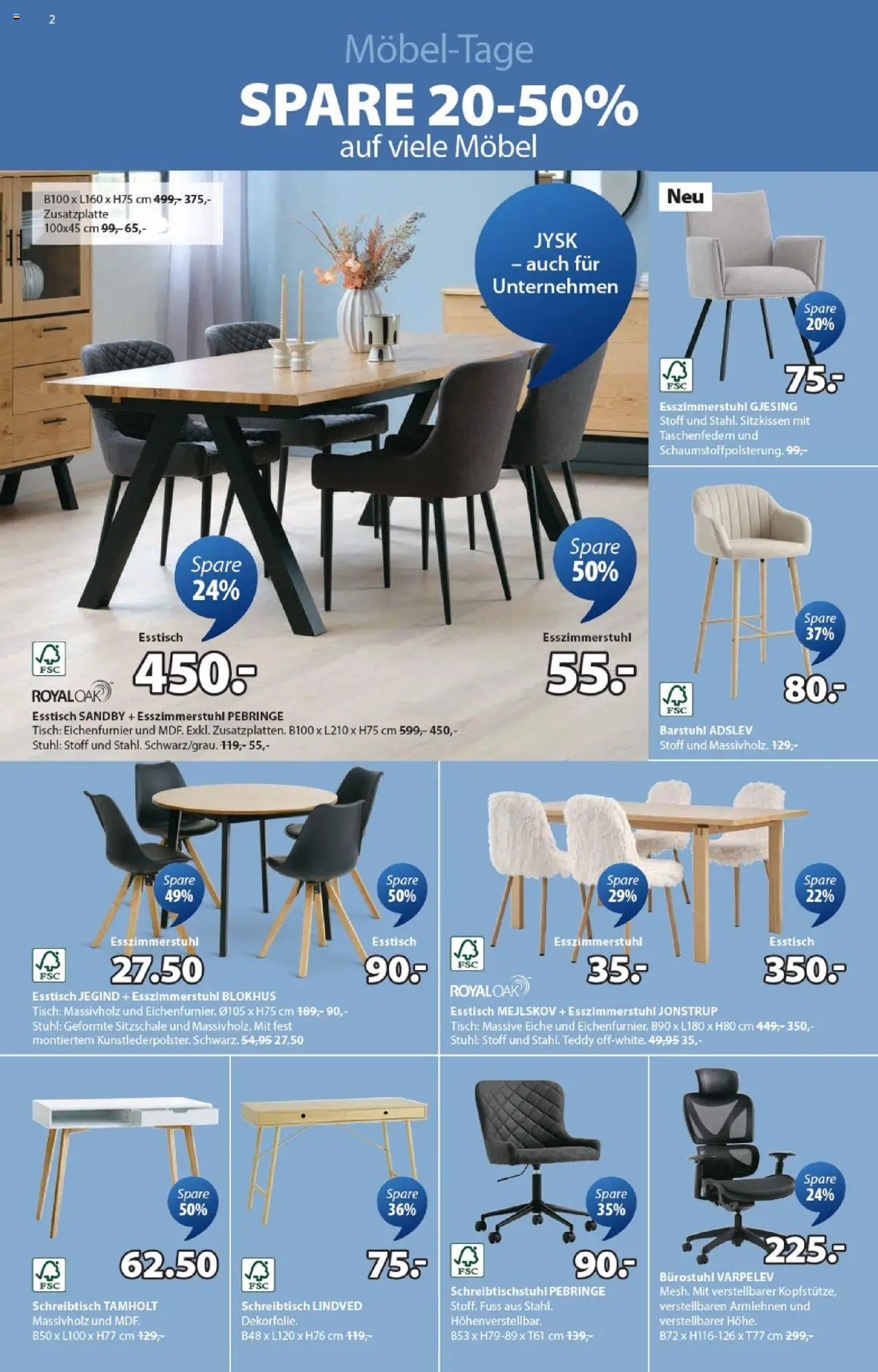 JYSK - Aktionen ab 19.08.2025 | Seite: 2 | Produkte: Tisch, Stuhl, Esstisch