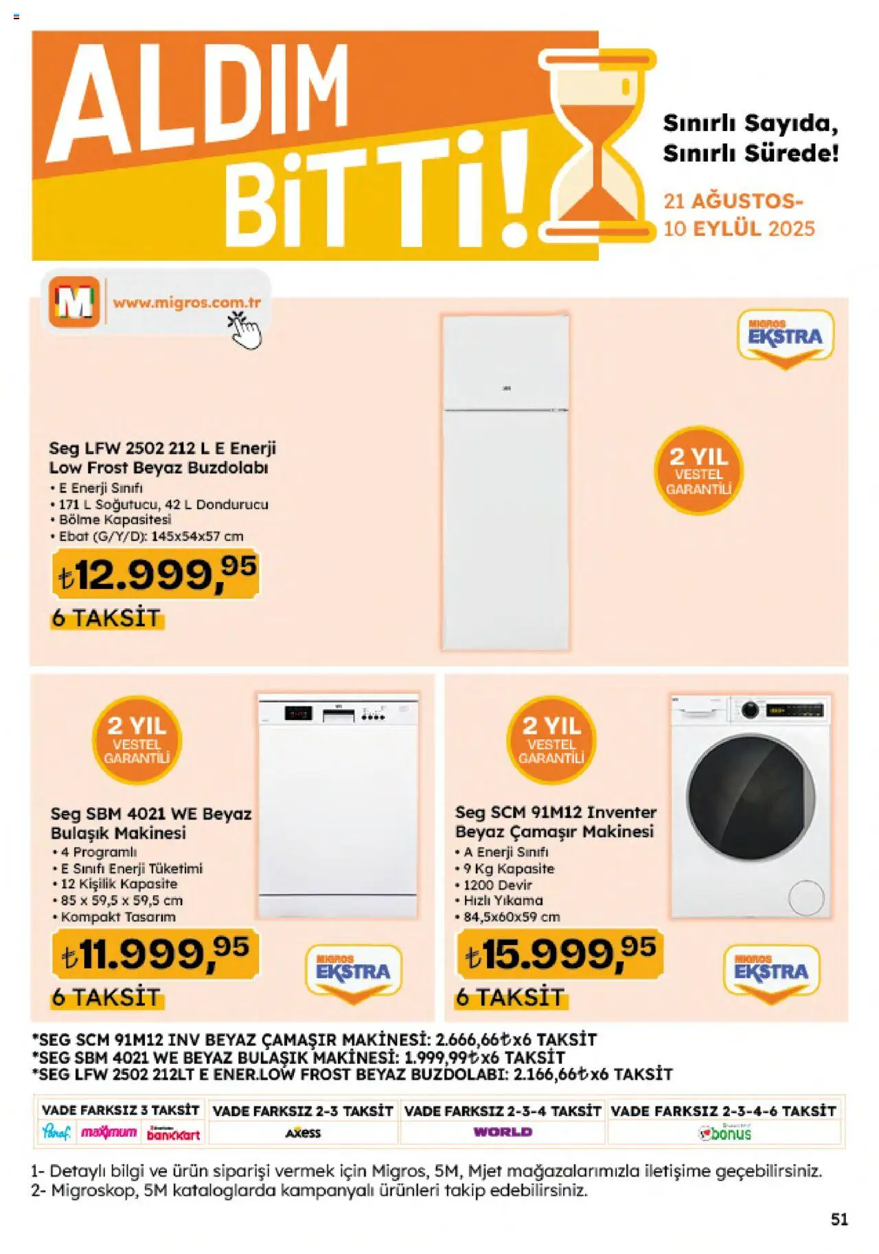 Migros Katalog - 5M Migroskop Dijital - 21.08.2025 tarihinden itibaren geçerlidir | Sayfa: 51 | Ürünler: Buzdolabı, Dondurucu, Çamaşır makinesi, Bulaşık makinesi