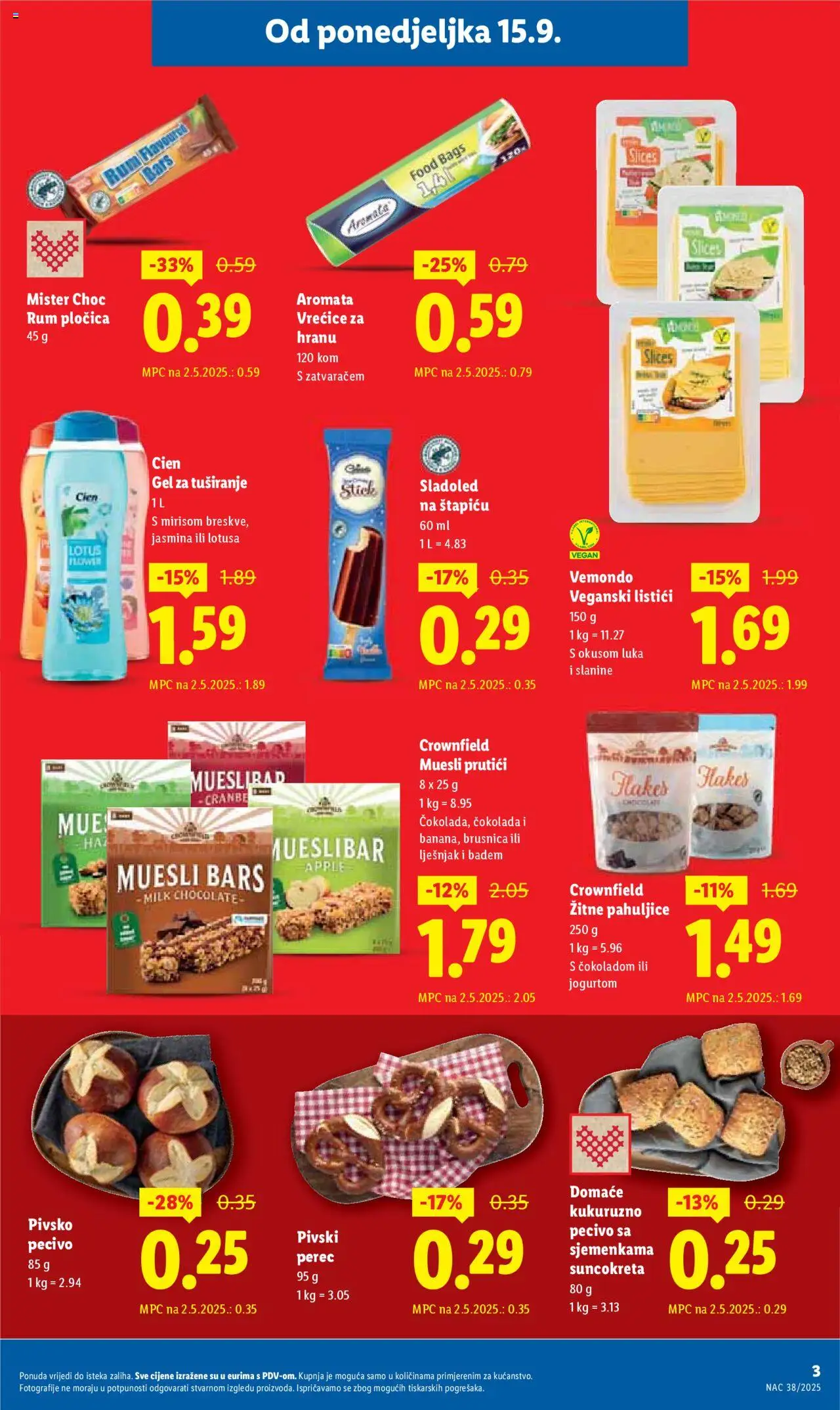Lidl katalog | vrijedi od 15.09.2025 | Stranica: 3 | Proizvodi: Čokolada, Lješnjak, Pecivo, Brusnica