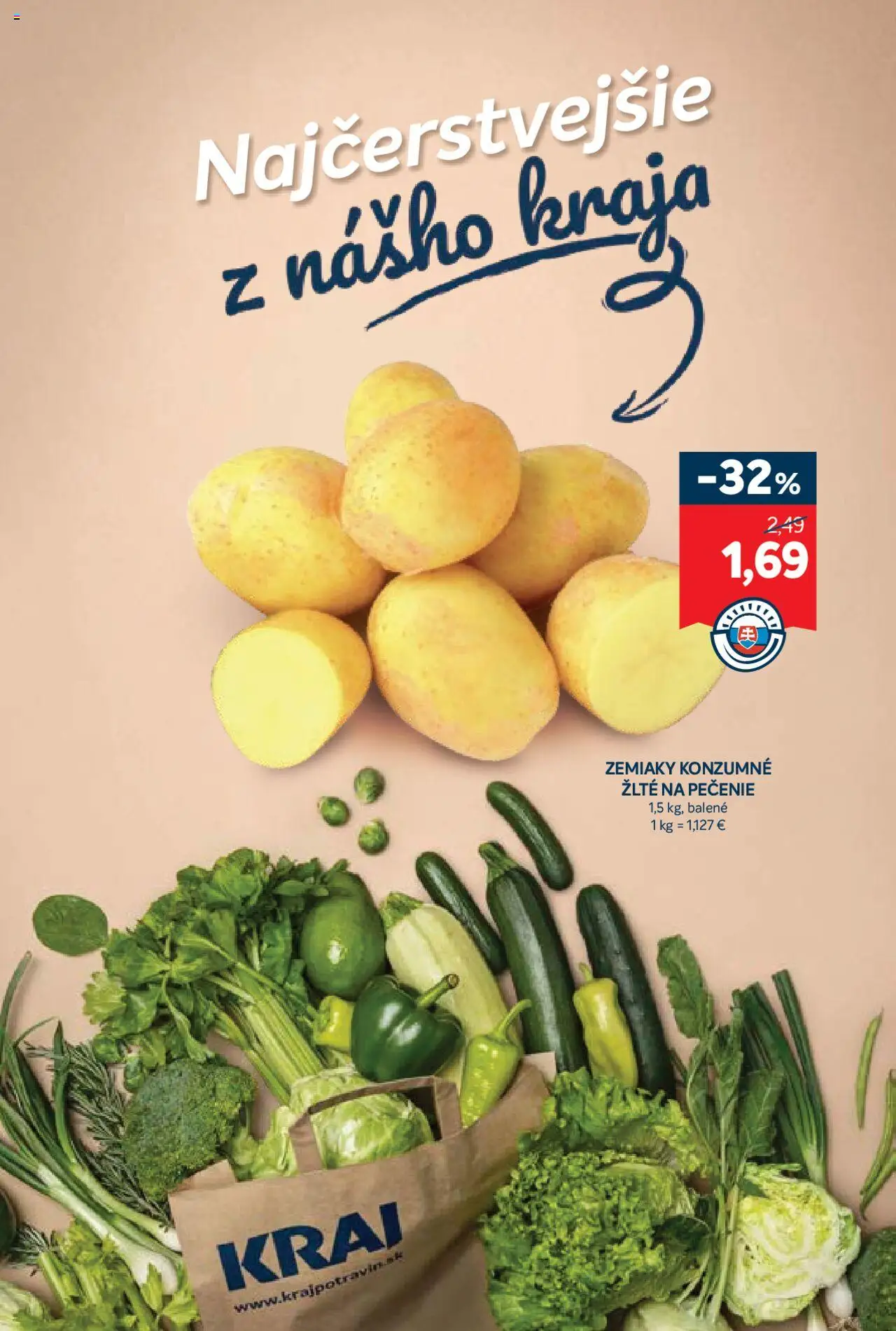 Nové Kraj akcie – leták je platný od 09.10.2025 | Strana: 3 | Produkty: Zemiaky