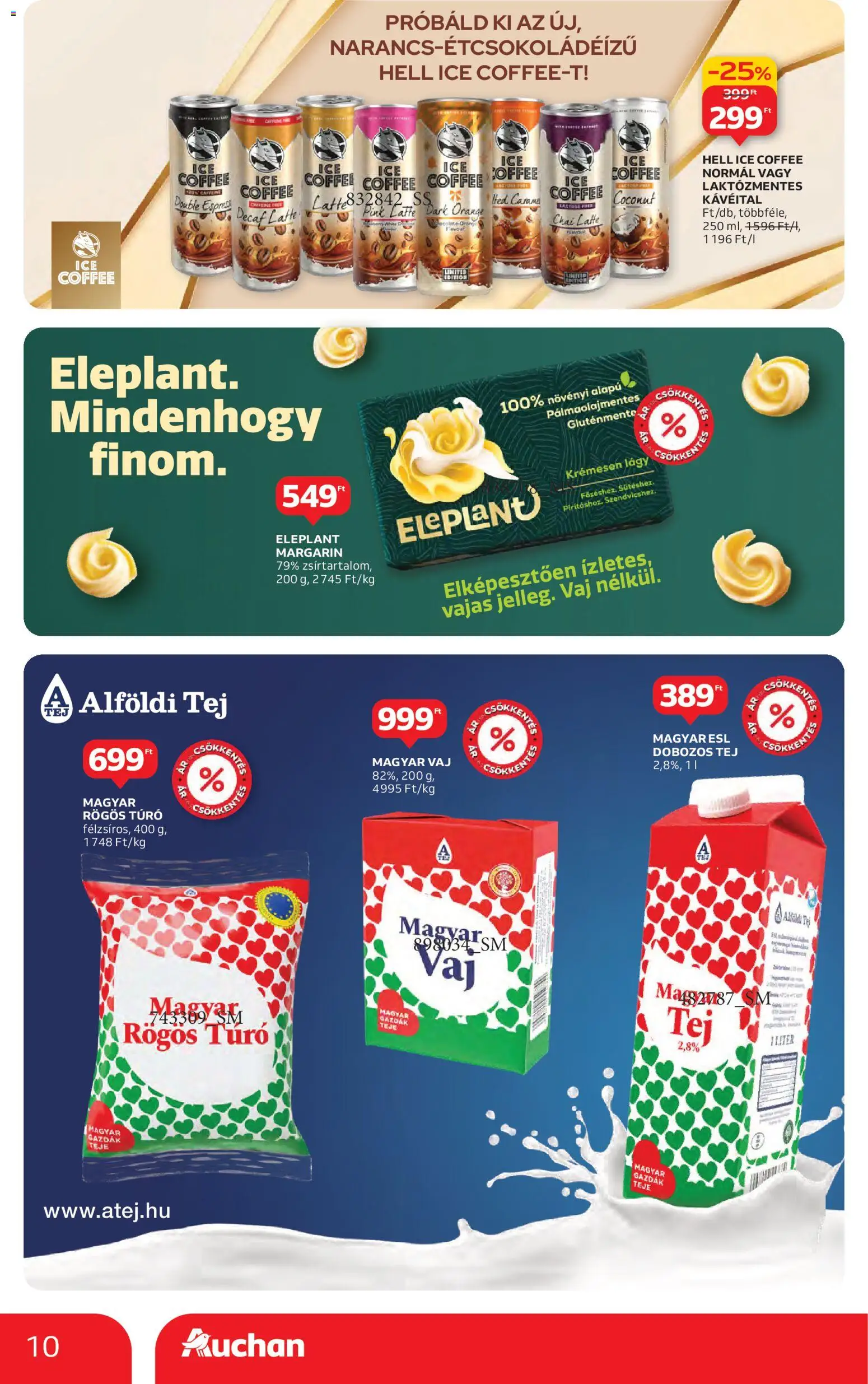 Auchan akciós ujság - amely érvényes a következő dátumtól: 06.11.2025 | Oldal: 10 | Termékek: Margarin, Rögös túró, Tej, Vaj
