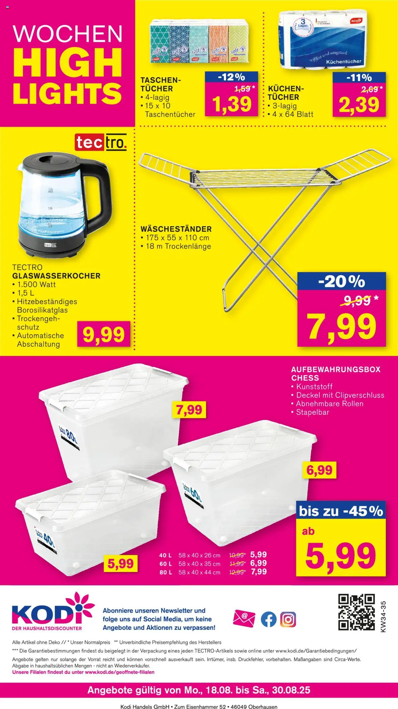 KODi Prospekt - gültig ab dem 18.08.2025 | Seite: 12 | Produkte: Box, Kuchen, Waschestander