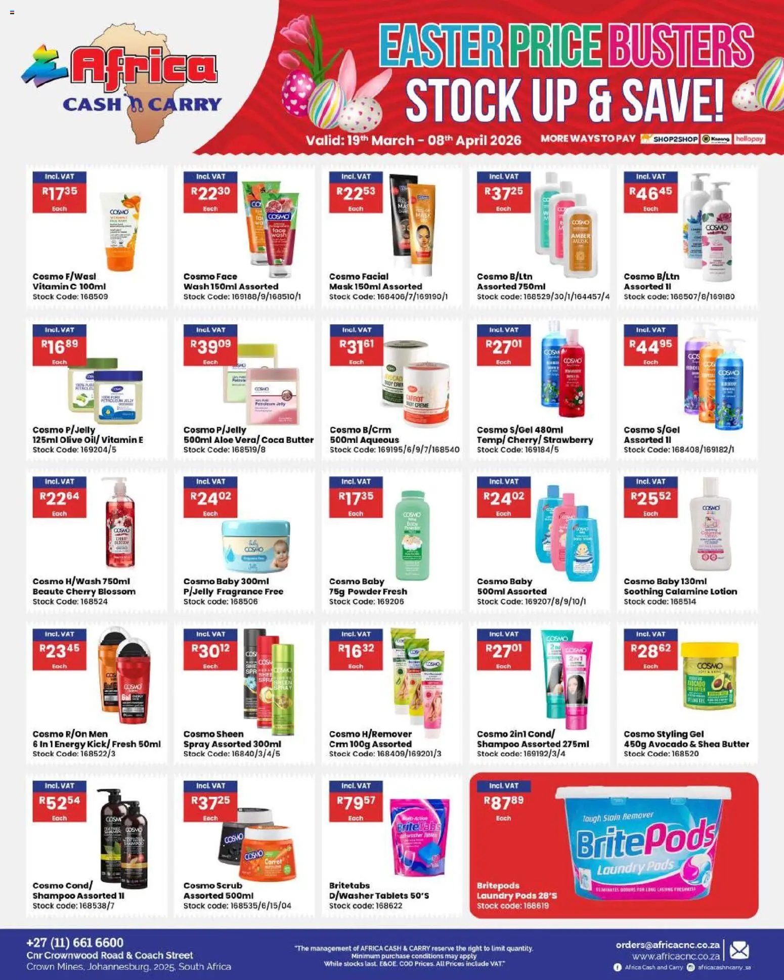 New Africa Cash & Carry catalogue – valid from 19.03.2026 | Page: 73 | Products: Powder, Mask, Stain remover, Lotion
