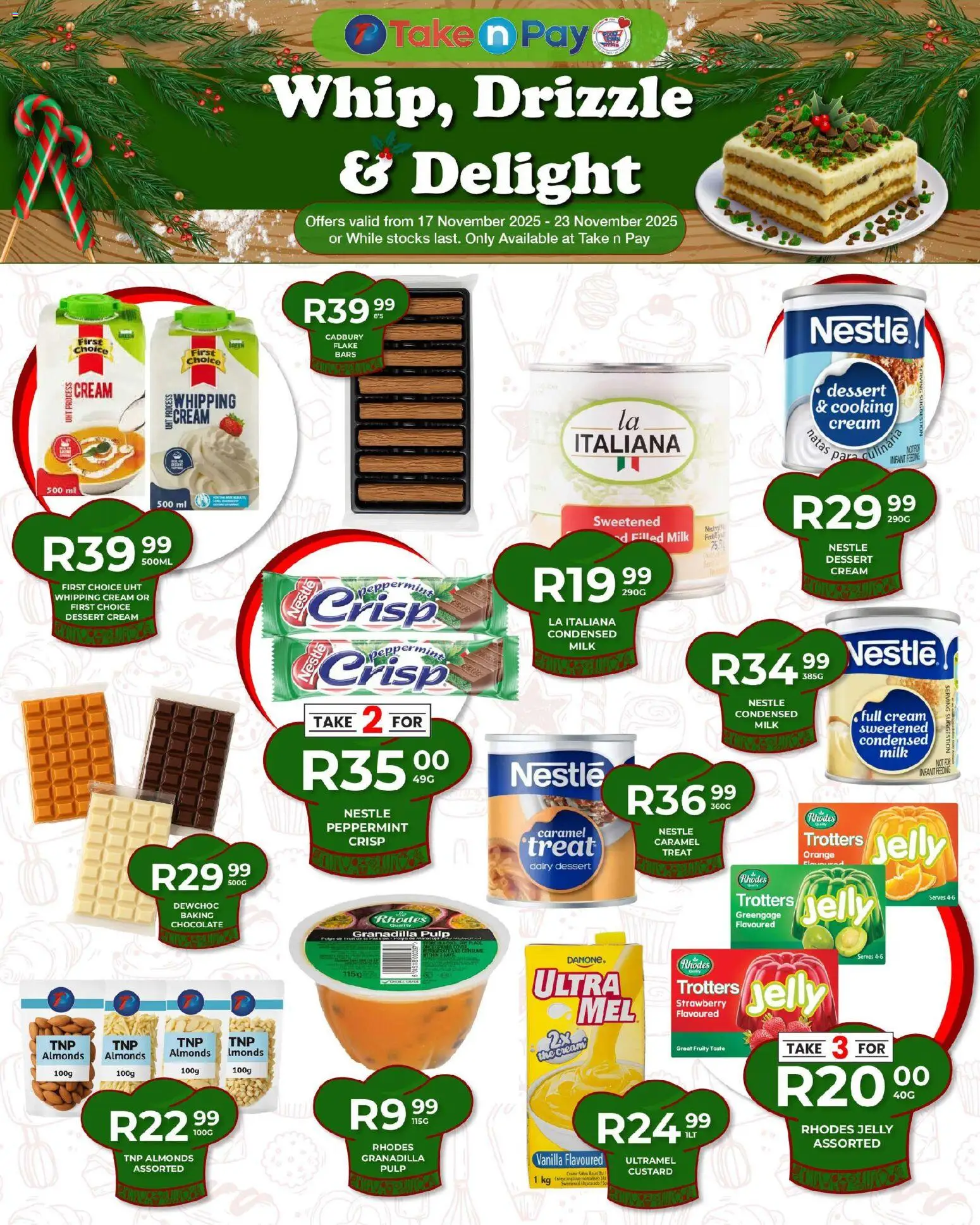 New Take n Pay catalogue – valid from 17.11.2025 | Page: 6 | Products: Milk, Condensed milk, Chocolate, Cream
