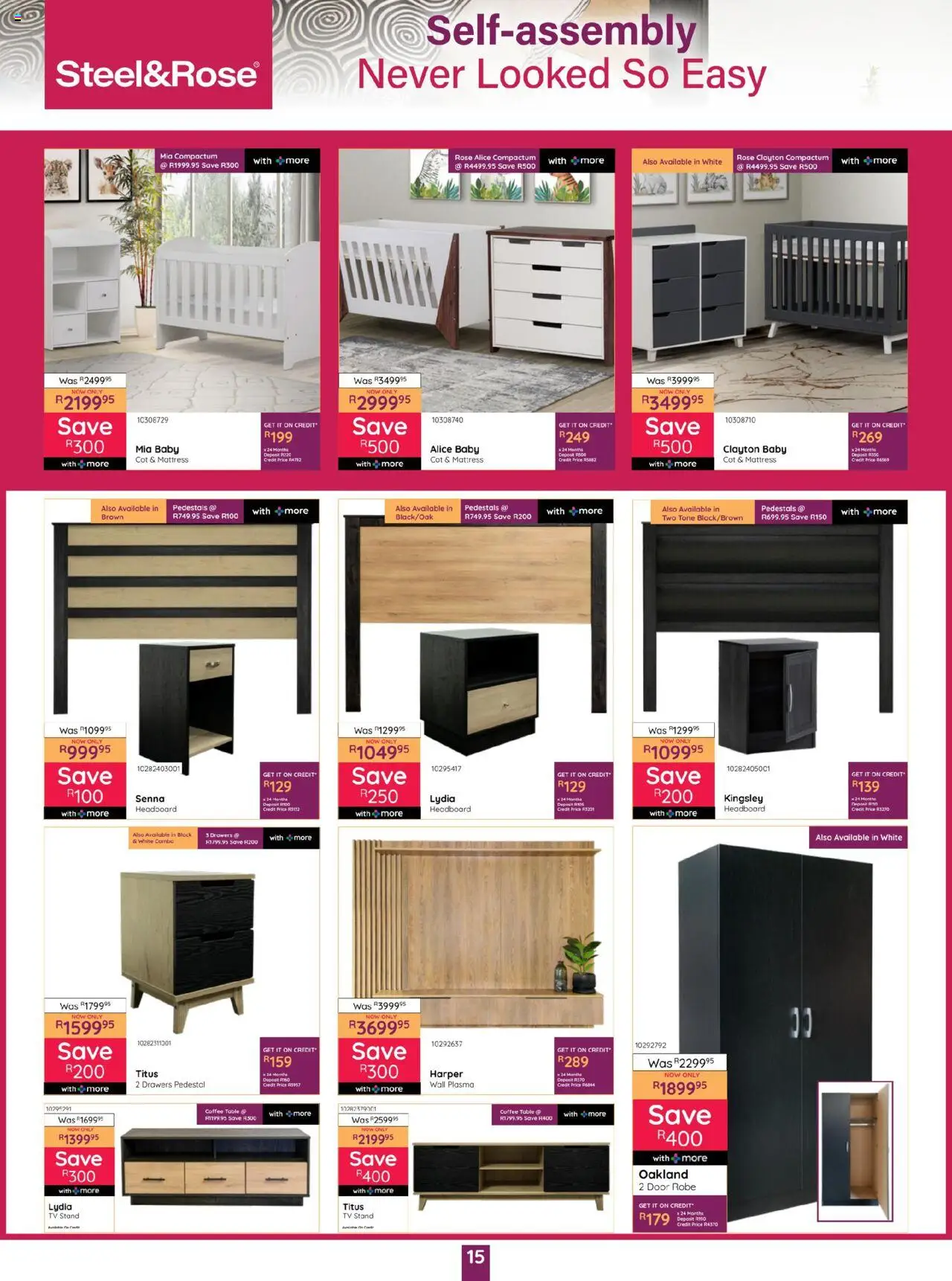 New Bradlows catalogue – valid from 16.10.2025 | Page: 15 | Products: Pedestal, Mattress, Coffee table, Table