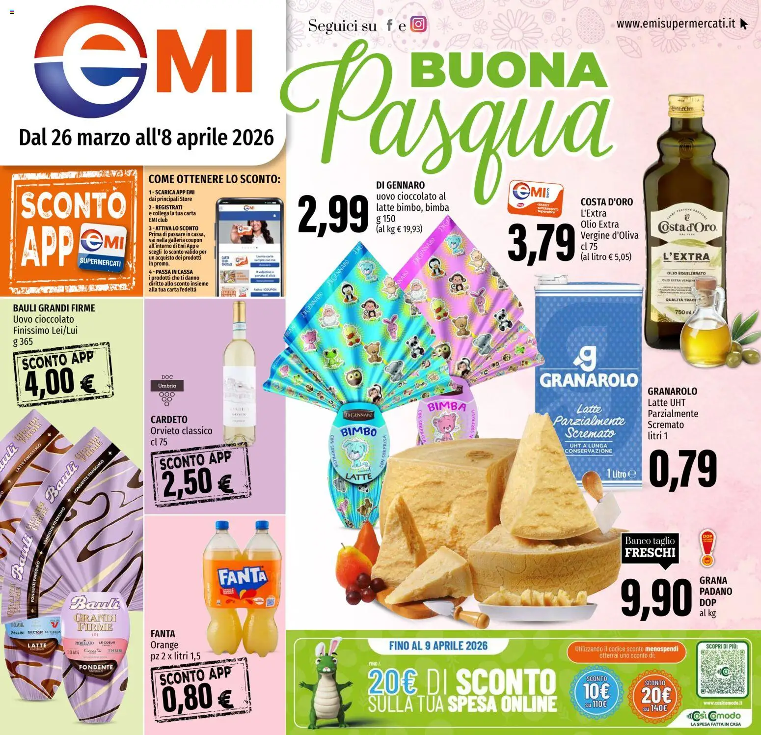 Volantino EMI del 26.03.2026 | Pagina: 1 | Prodotti: Cioccolato, Latte, Olio, Fanta