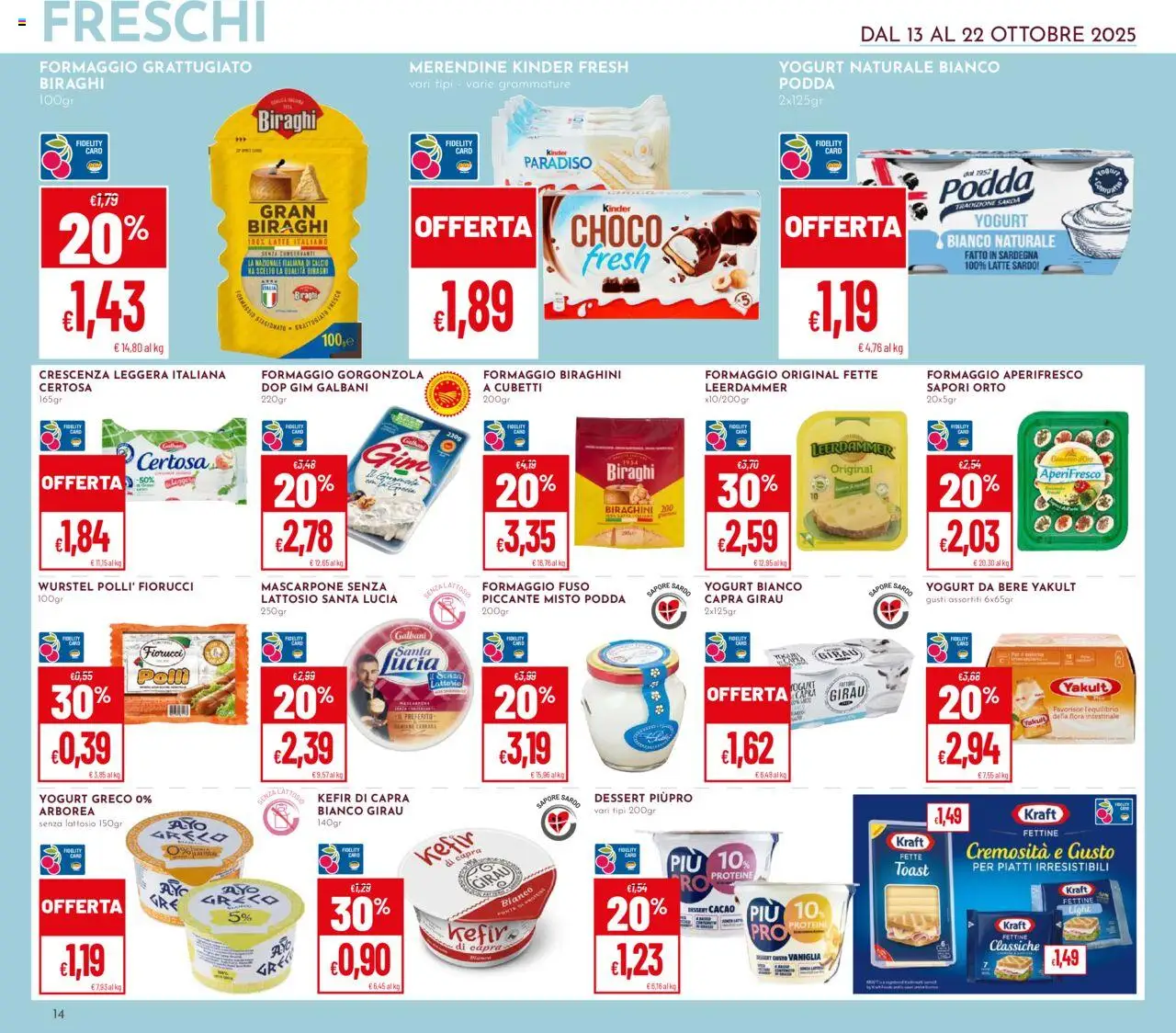 Volantino Pan del 13.10.2025 | Pagina: 14 | Prodotti: Formaggio, Wurstel, Mascarpone, Merendine