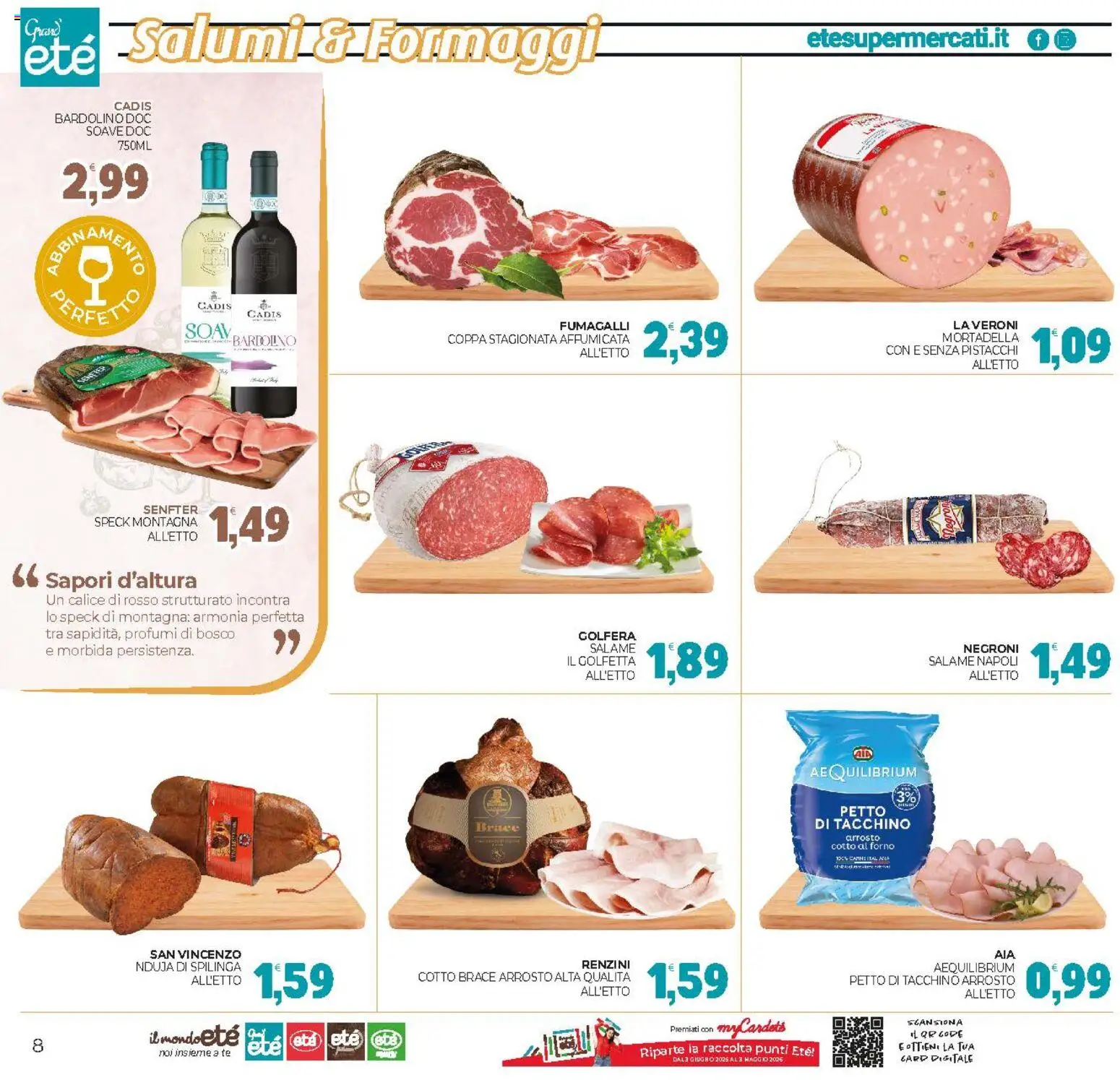 Volantino Eté del 21.11.2025 | Pagina: 8 | Prodotti: Calice, Mortadella, Pistacchi, Forno