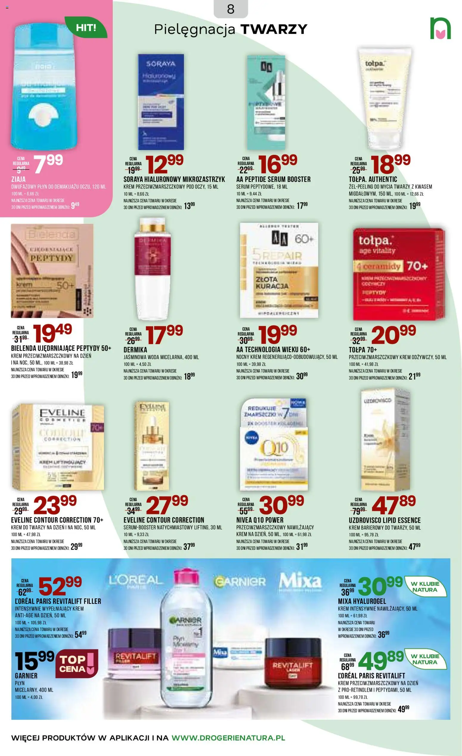 Drogerie Natura Gazetka od 20.01.2026 | Strona: 8 | Produkty: Płyn do demakijażu, Krem, Woda, Krem do twarzy