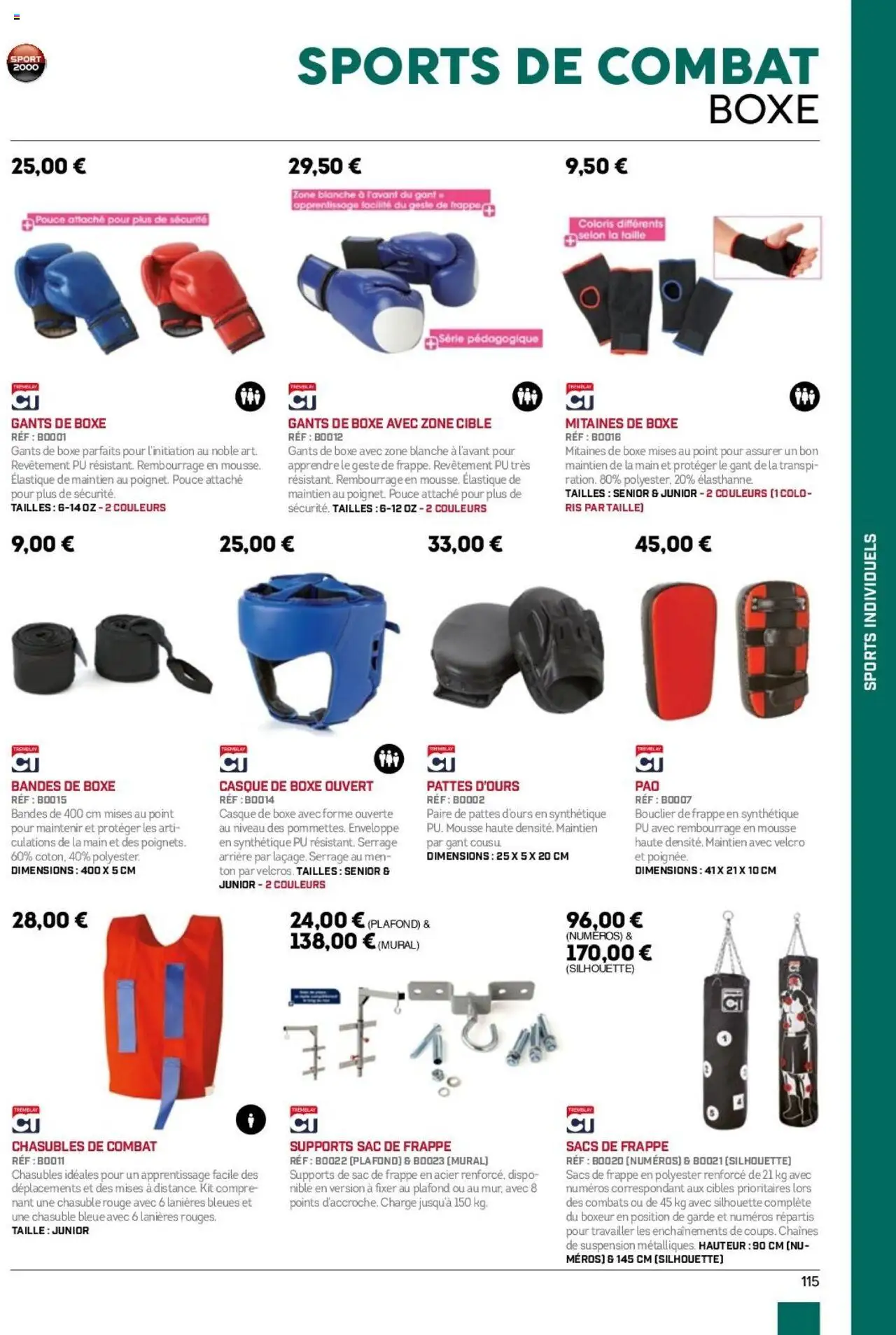 {H1} | Page: 115 | Produits: Cibles, Enveloppe, Casque, Gants de boxe