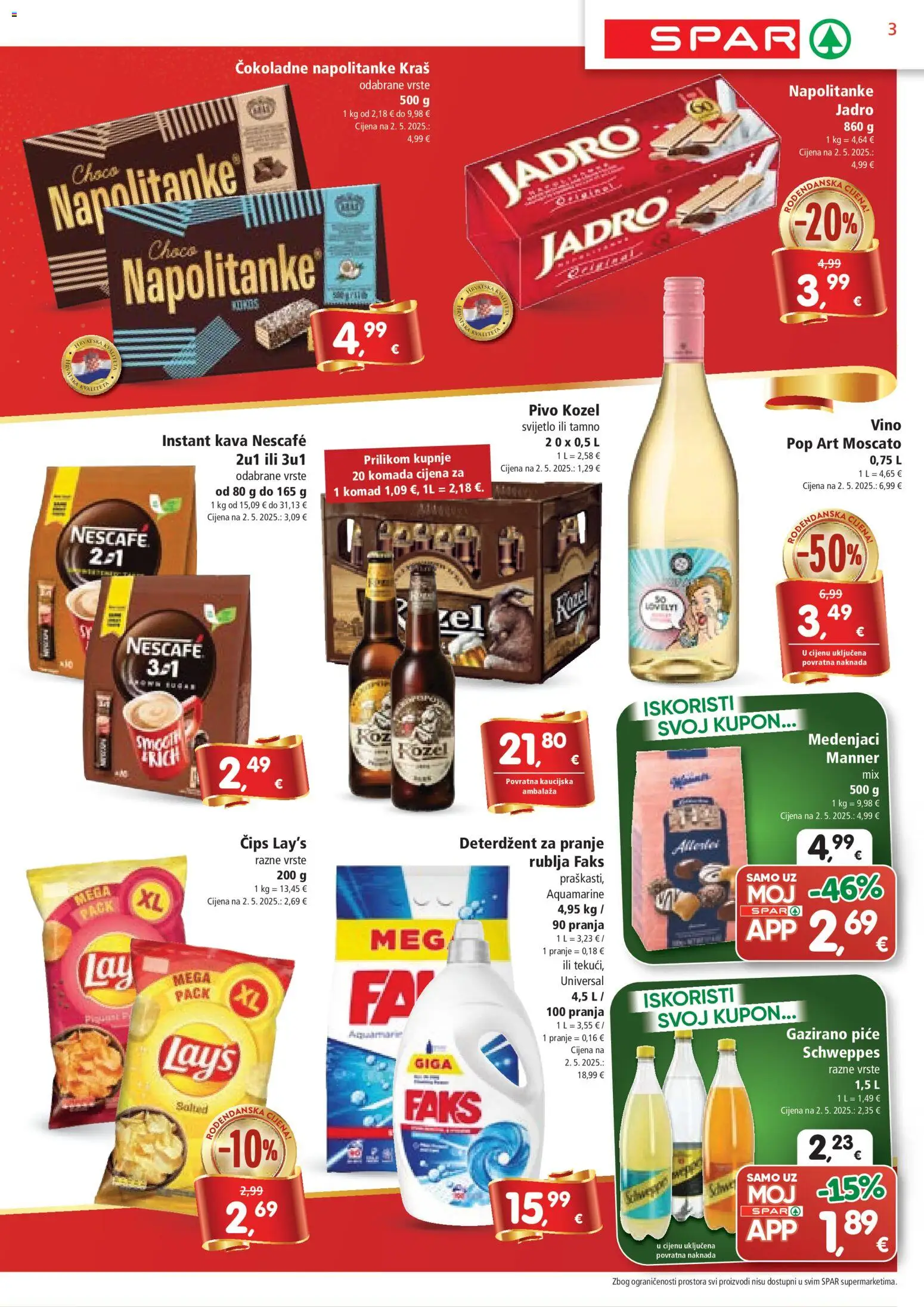 Spar katalog | vrijedi od 26.11.2025 | Stranica: 3 | Proizvodi: Nescafe, Vino, Deterdžent, Napolitanke