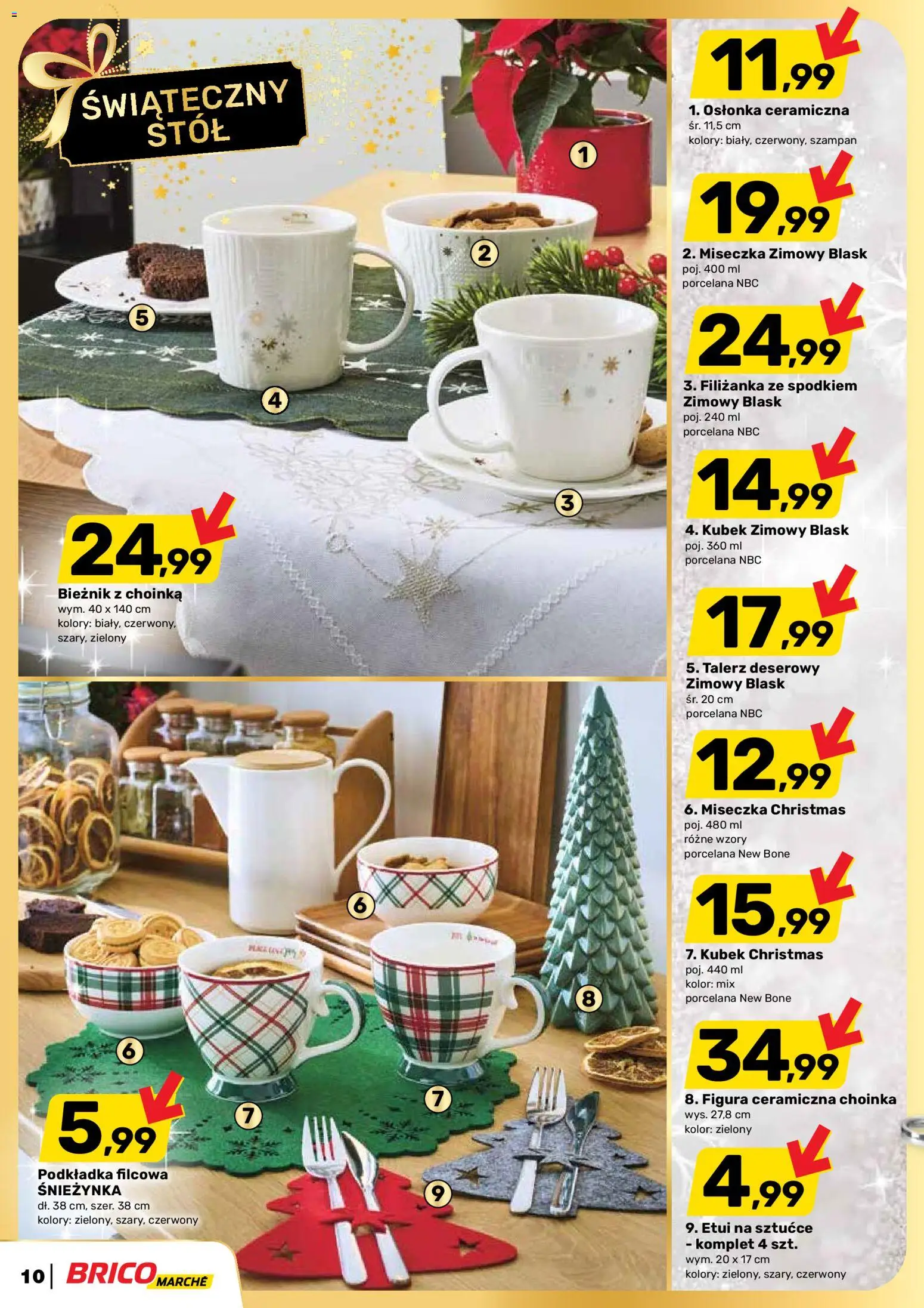 Brico Marché Gazetka od 19.11.2025 | Strona: 10 | Produkty: Choinka, Stół, Sztućce
