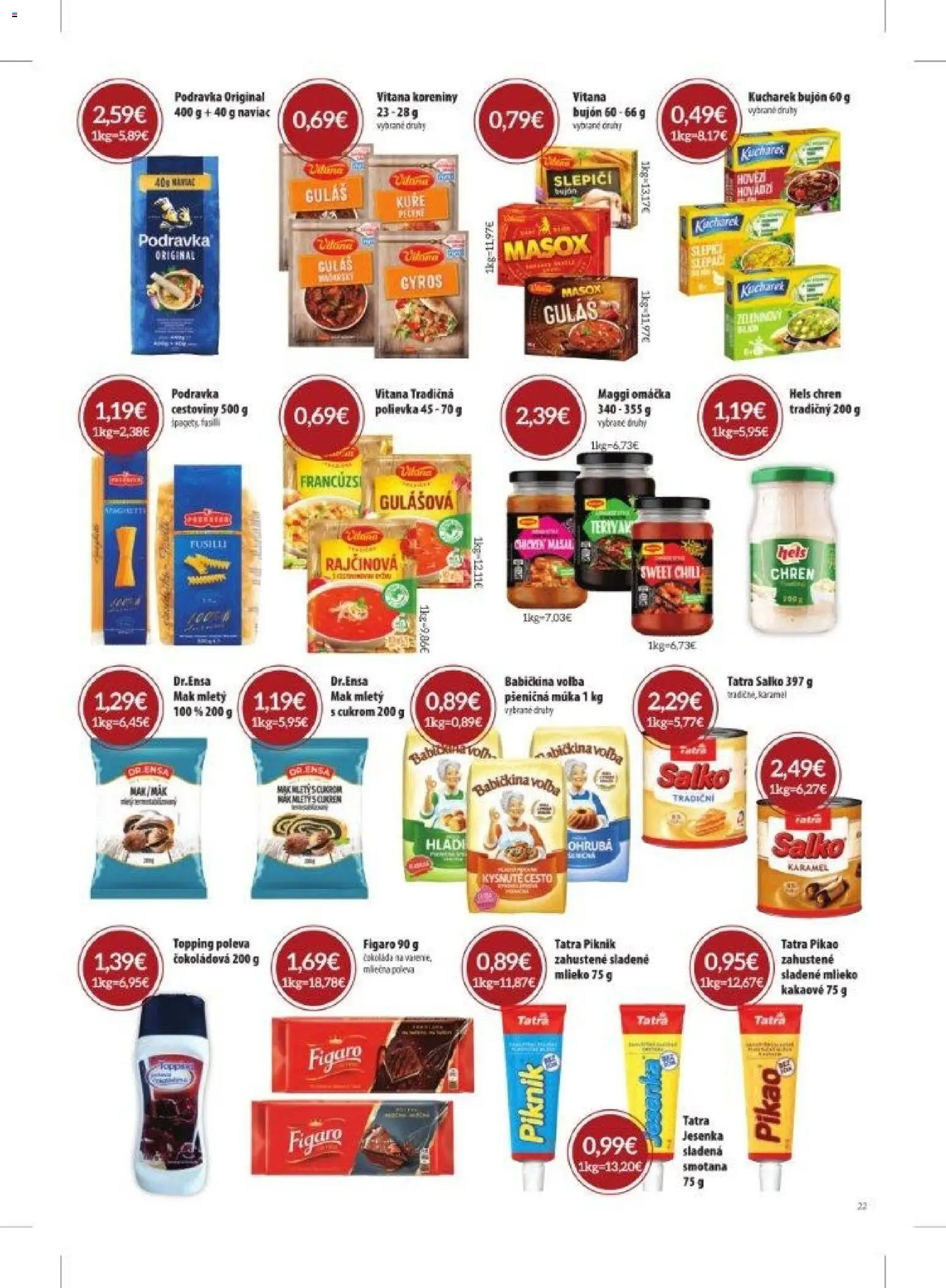 Nové KARMEN CBA akcie – leták je platný od 05.03.2026 | Strana: 22 | Produkty: Bujón, Múka, Fatra, Omáčka