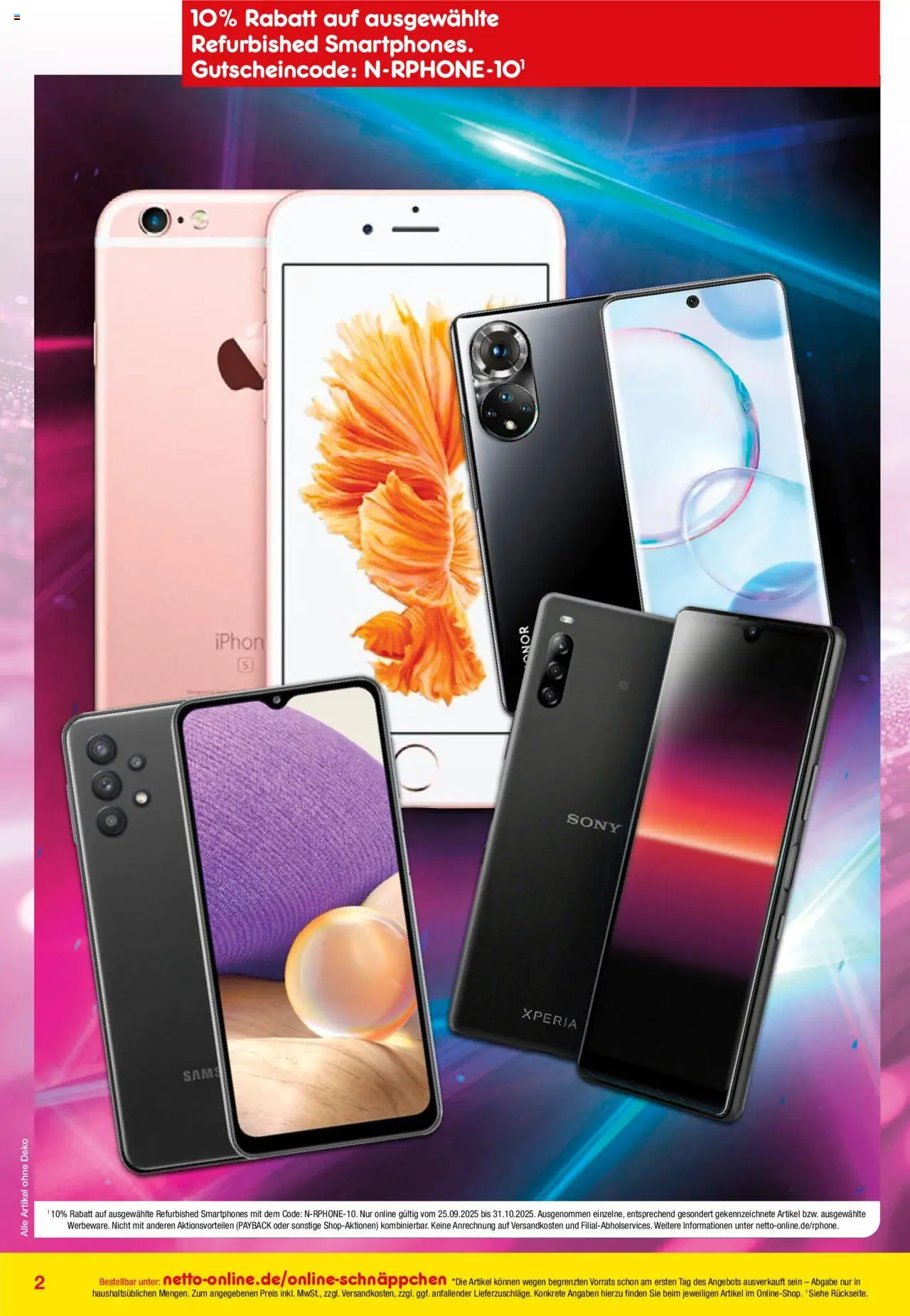 Netto Marken-Discount Online-Sonderangebote Sale – gültig ab 01.10.2025 | Seite: 2 | Produkte: Sony, Smartphones