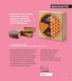 Stanhome - Prévisualisation de LE GÂTEAU DE VELOURS, Un praliné feuilleté croustillant enrobé de chocolat, où le craquant intense du chocolat rencontre la douceur d'un cœur praliné d'amandes et de noisettes, onctueux et fondant. Quelques éclats de crêpe dentelle viennent parfaire l'ensemble d'une touche aérienne et croustillante, pour un équilibre parfait entre finesse et gourmandise. valide à partir de 01.12.2025 | Page: 5 | Produits: Chocolat