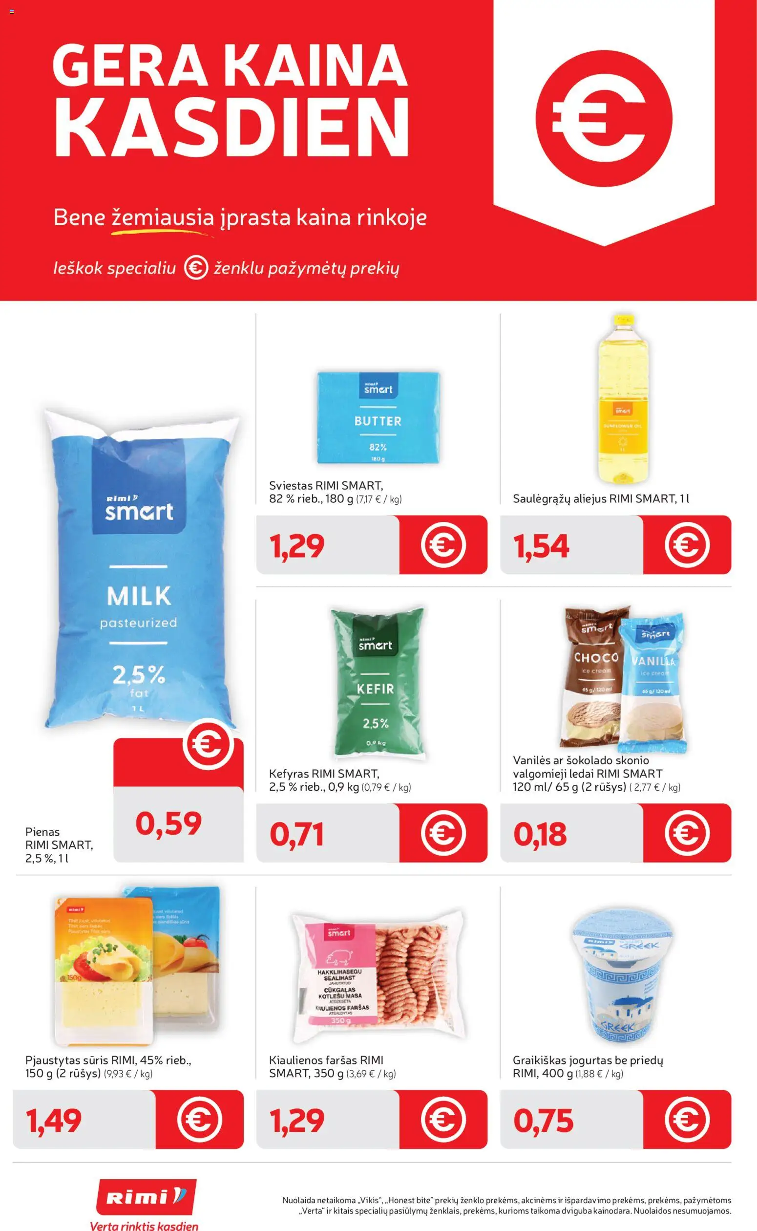 Rimi akcijos nuo 07.04.2026 | Puslapis: 2 | Prekių: Ledai, Kiaulienos, Pienas, Sūris