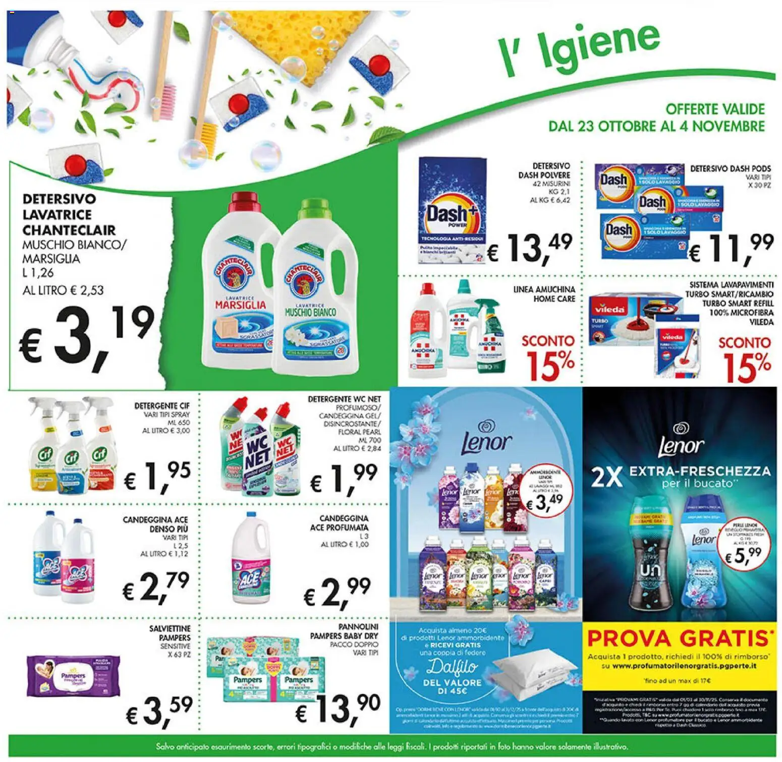 Volantino Coal del 23.10.2025 | Pagina: 23 | Prodotti: Detergente, Candeggina, Pampers, WC