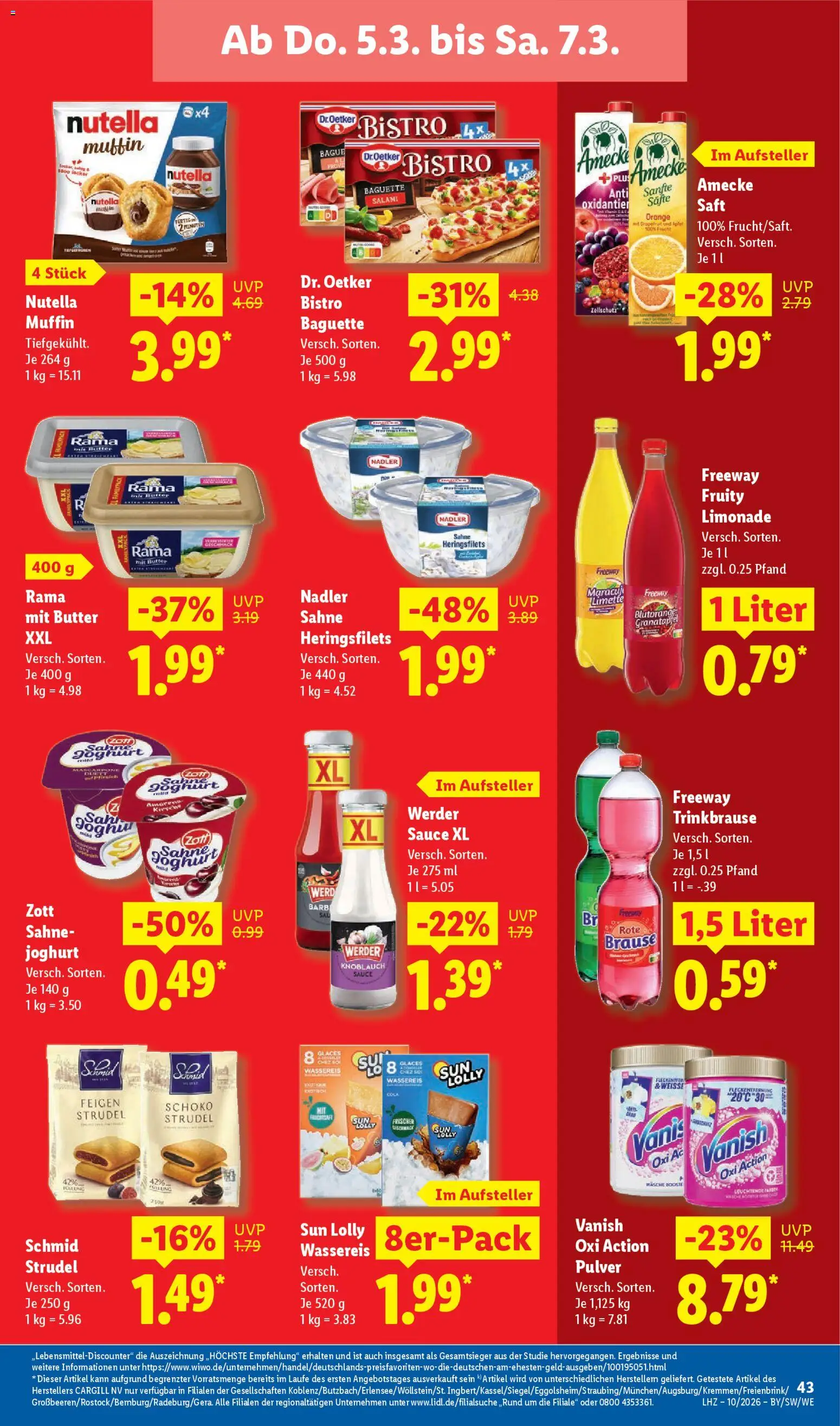 Lidl Prospekt Gundelsheim – gültig ab 02.03.2026 | Seite: 69 | Produkte: Nutella, Knoblauch, Salami, Sahne