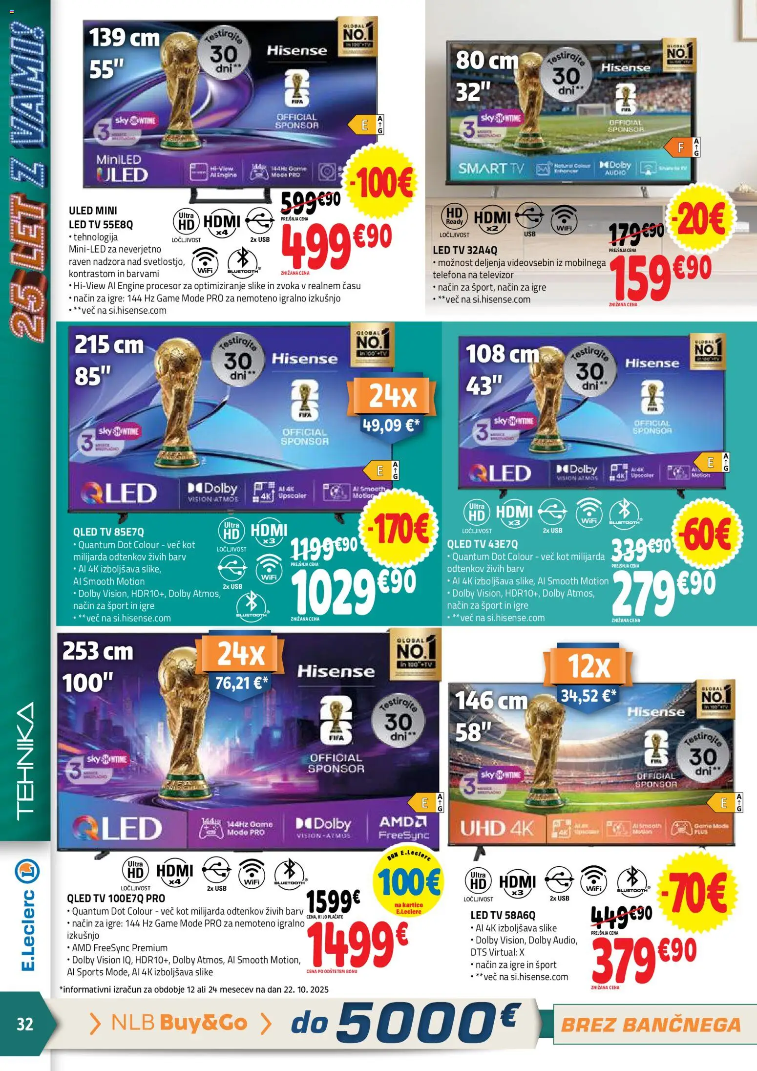 Novi E.leclerc katalog ponudbe – veljaven od 05.11.2025 | Stran: 32 | Izdelki: Tv, Audio, Usb, Led tv